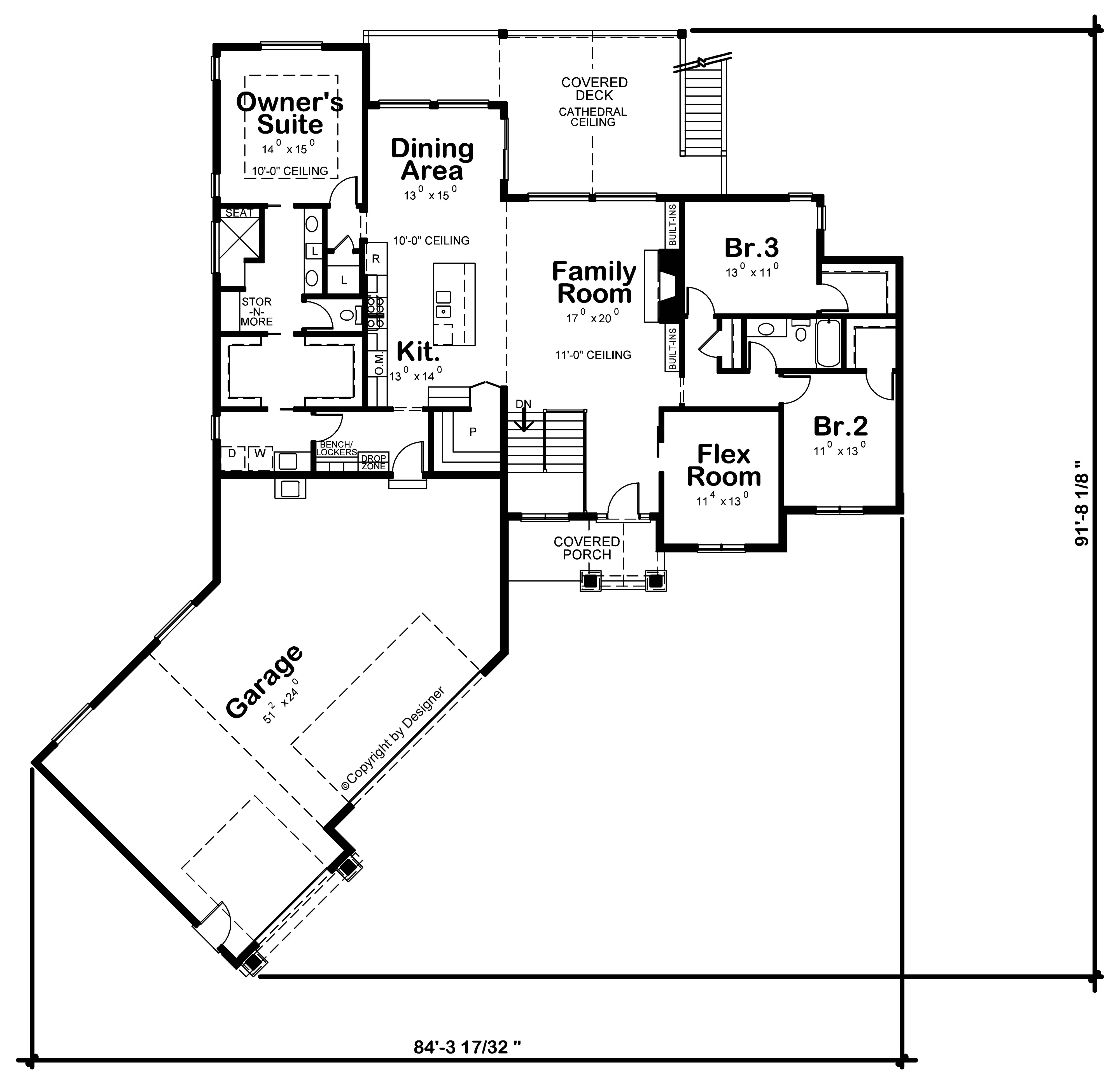 Main Level of Craftsman Plan #120-2827