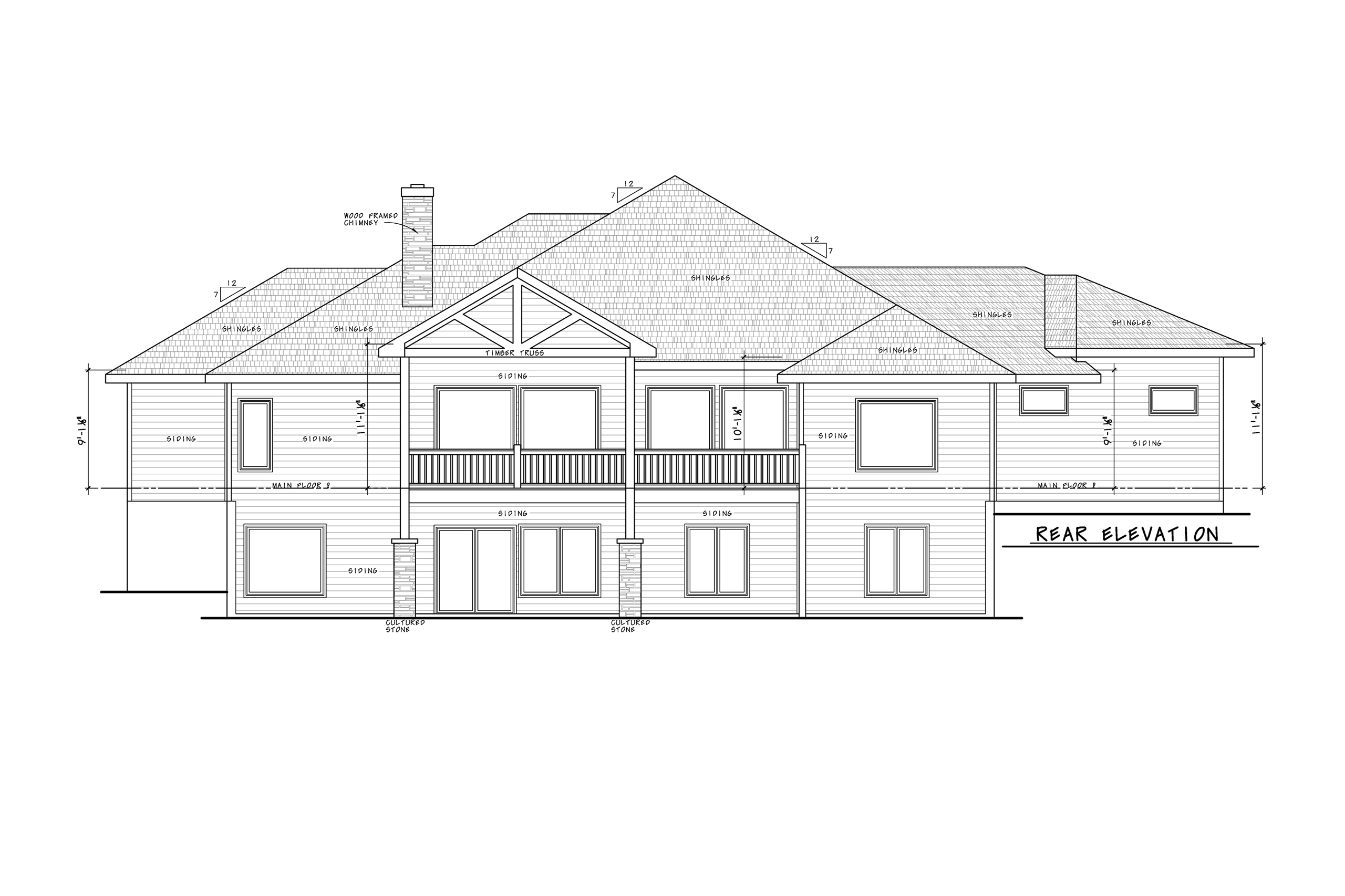 Home Plan Rear Elevation of this 5-Bedroom,3810 Sq Ft Plan -120-2827