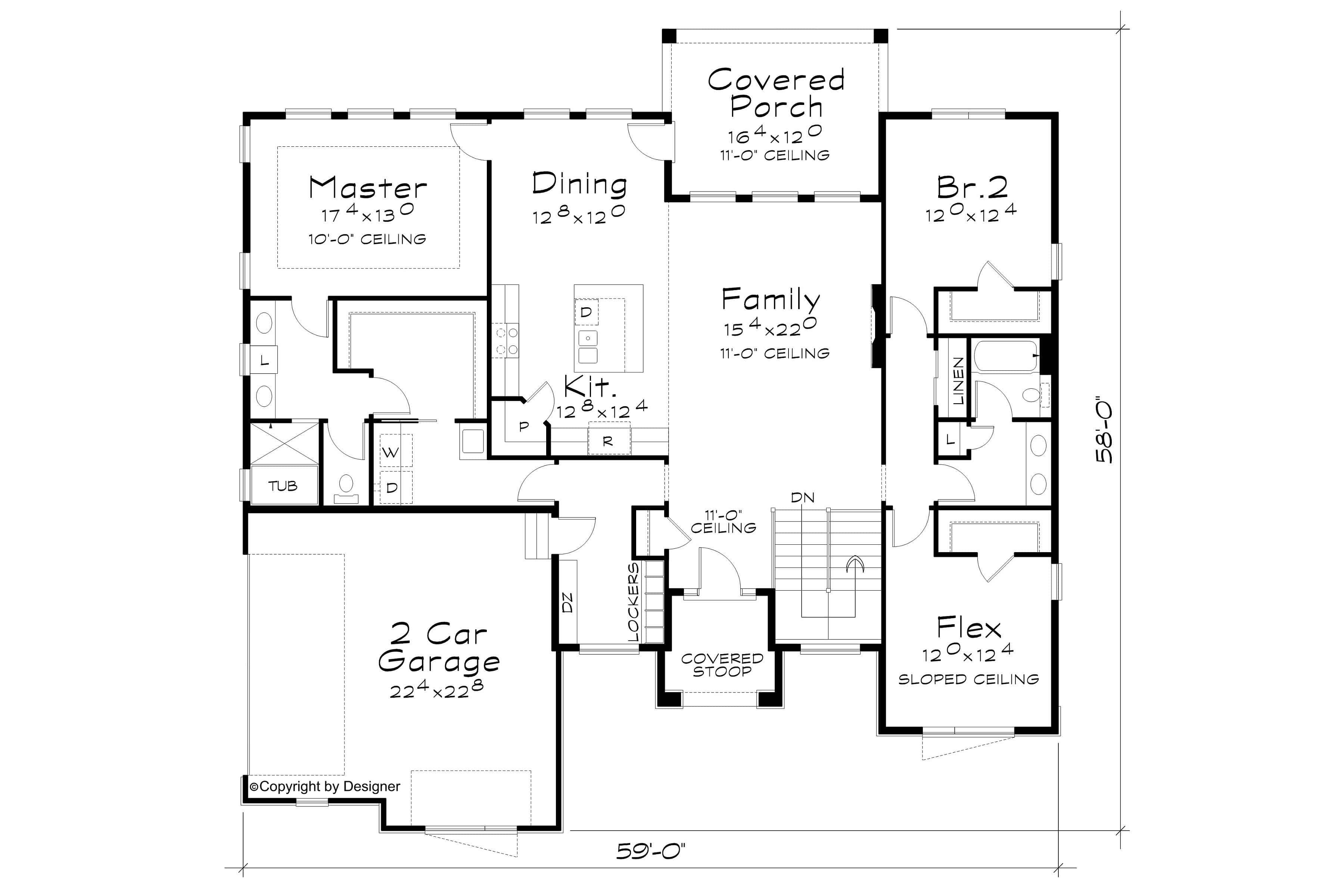 Main Level of Contemporary Plan #120-2828