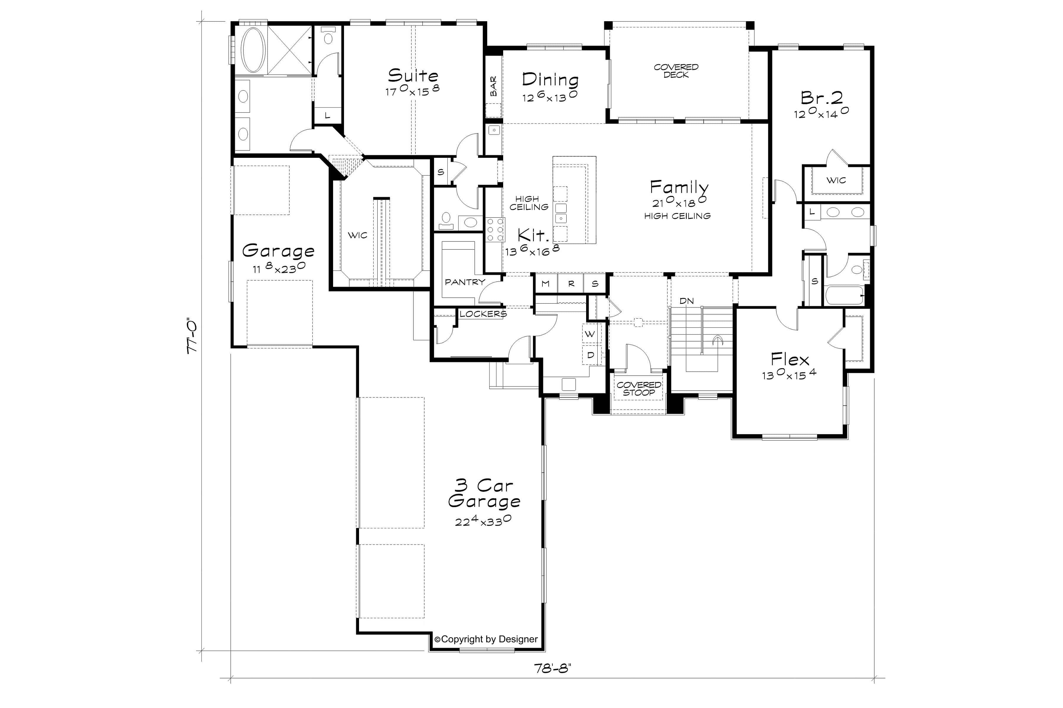 Main Level of Contemporary Plan #120-2829