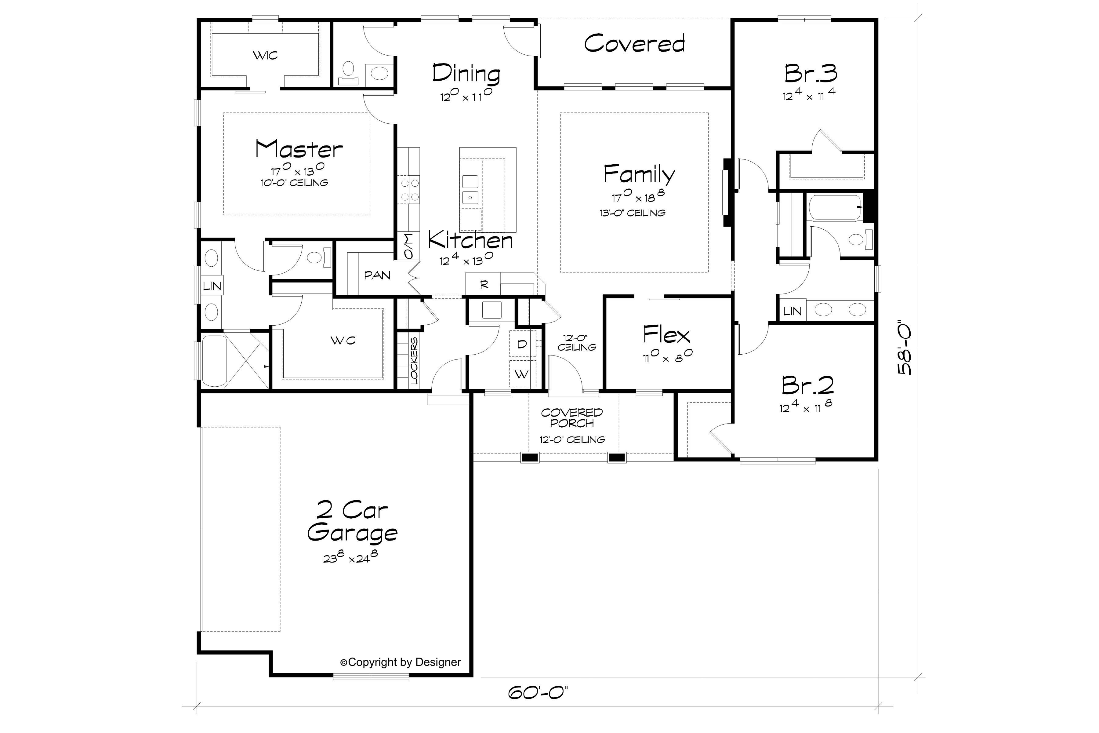Main Level of Contemporary Plan #120-2831