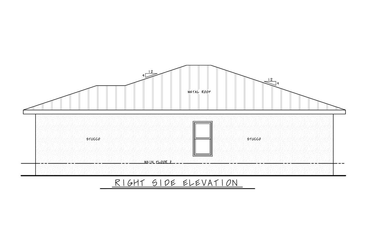 Home Plan Right Elevation of this 3-Bedroom,1195 Sq Ft Plan -120-2832
