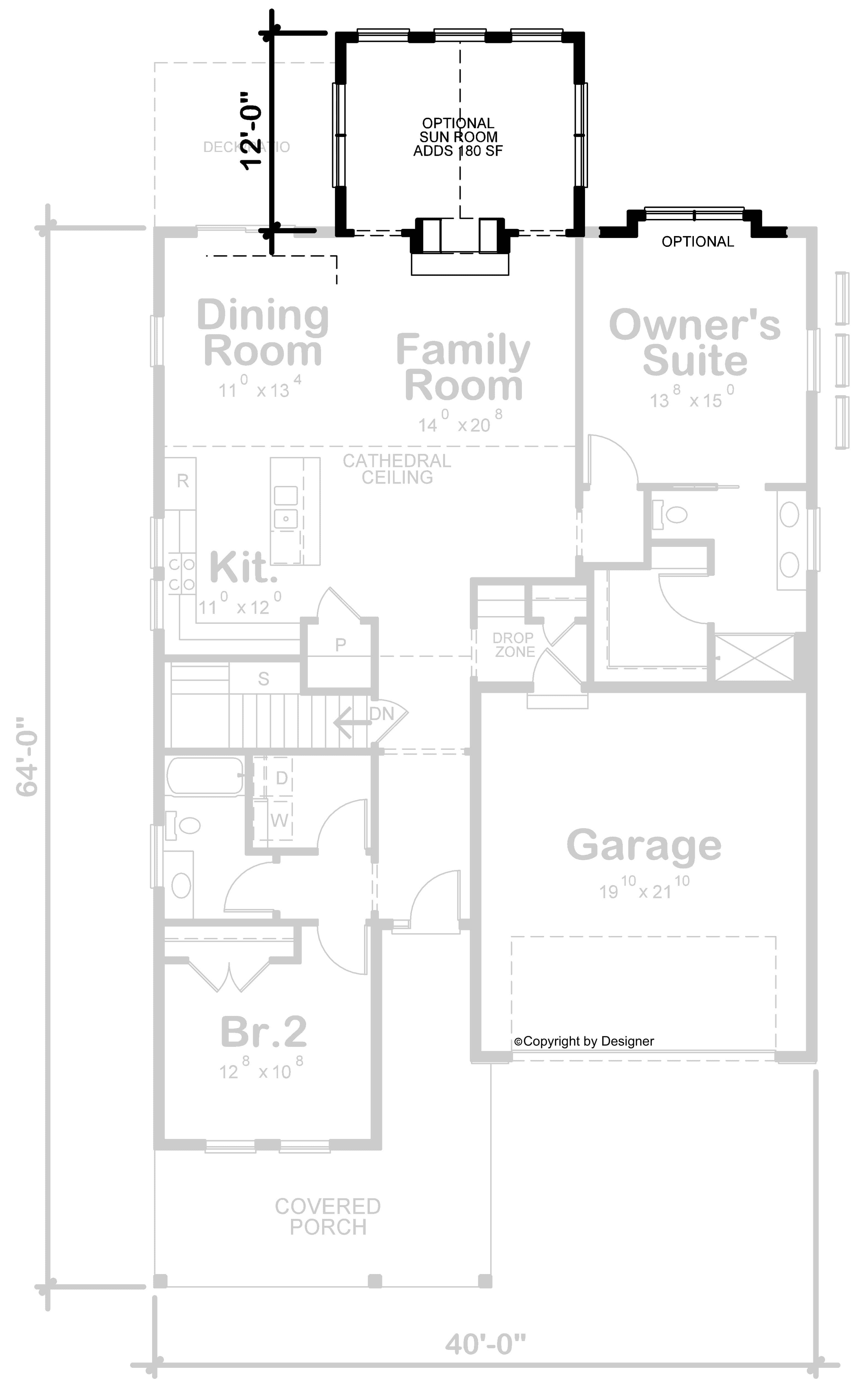 Main Level of Traditional Plan #120-2835