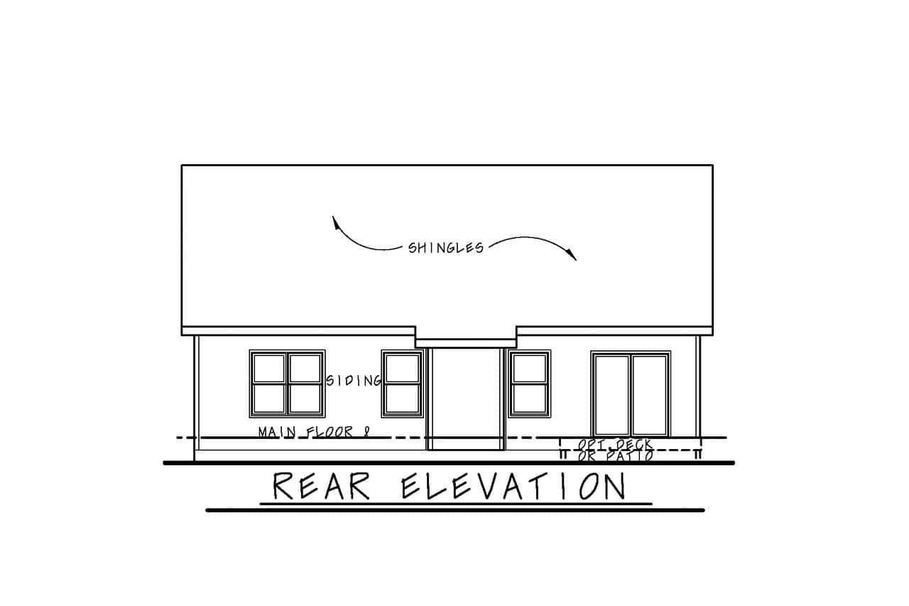 Home Plan Rear Elevation of this 2-Bedroom,1584 Sq Ft Plan -120-2835
