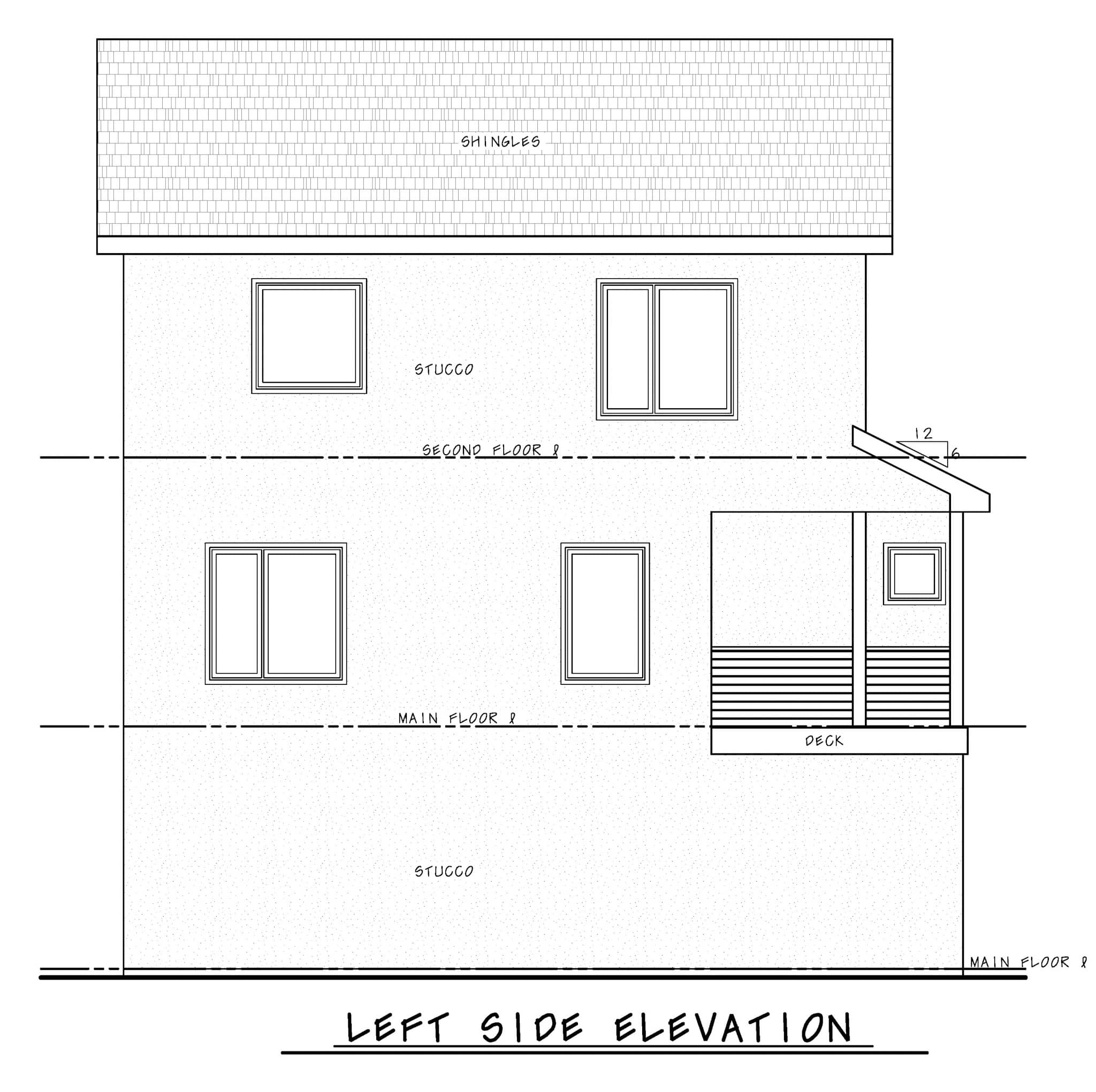Home Plan Left Elevation of this 3-Bedroom,1781 Sq Ft Plan -120-2836