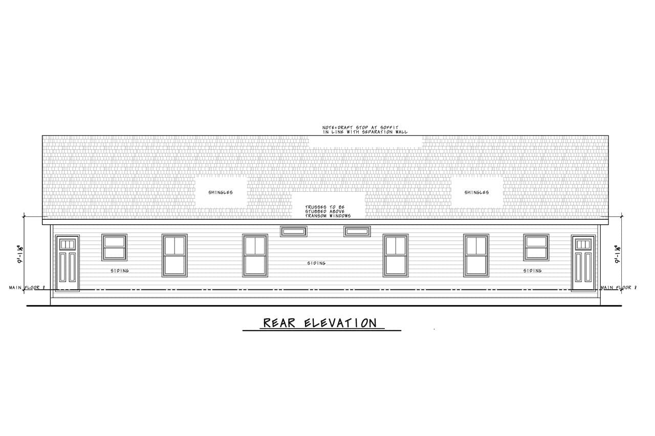 Home Plan Rear Elevation of this 2-Bedroom,1285 Sq Ft Plan -120-2838