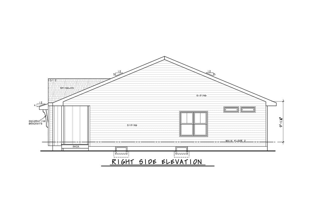 Home Plan Right Elevation of this 2-Bedroom,1285 Sq Ft Plan -120-2838