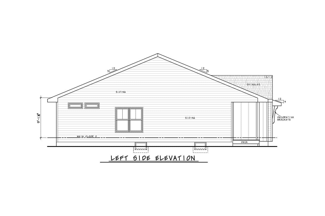 Home Plan Left Elevation of this 2-Bedroom,1285 Sq Ft Plan -120-2838