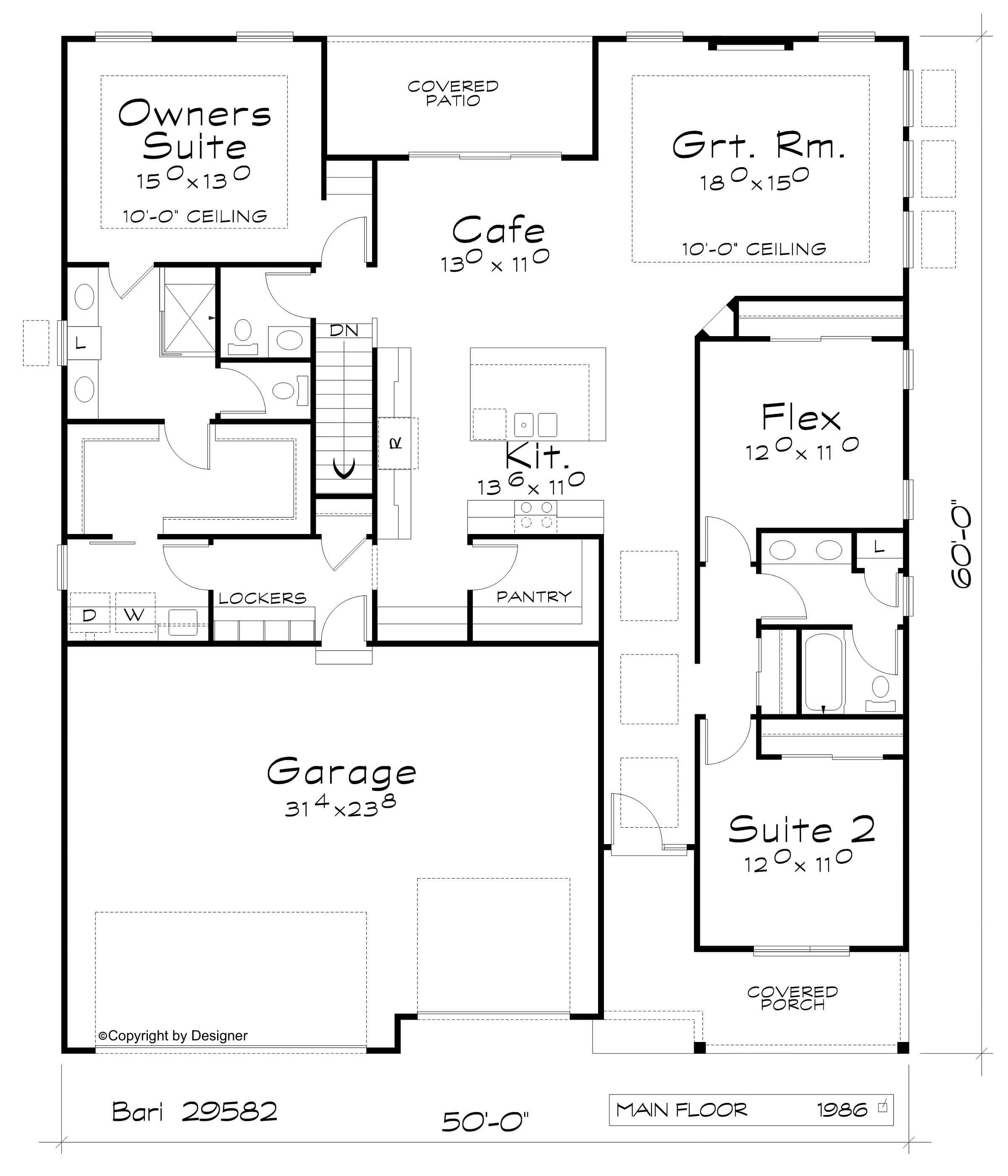 Main Level of Contemporary Plan #120-2839