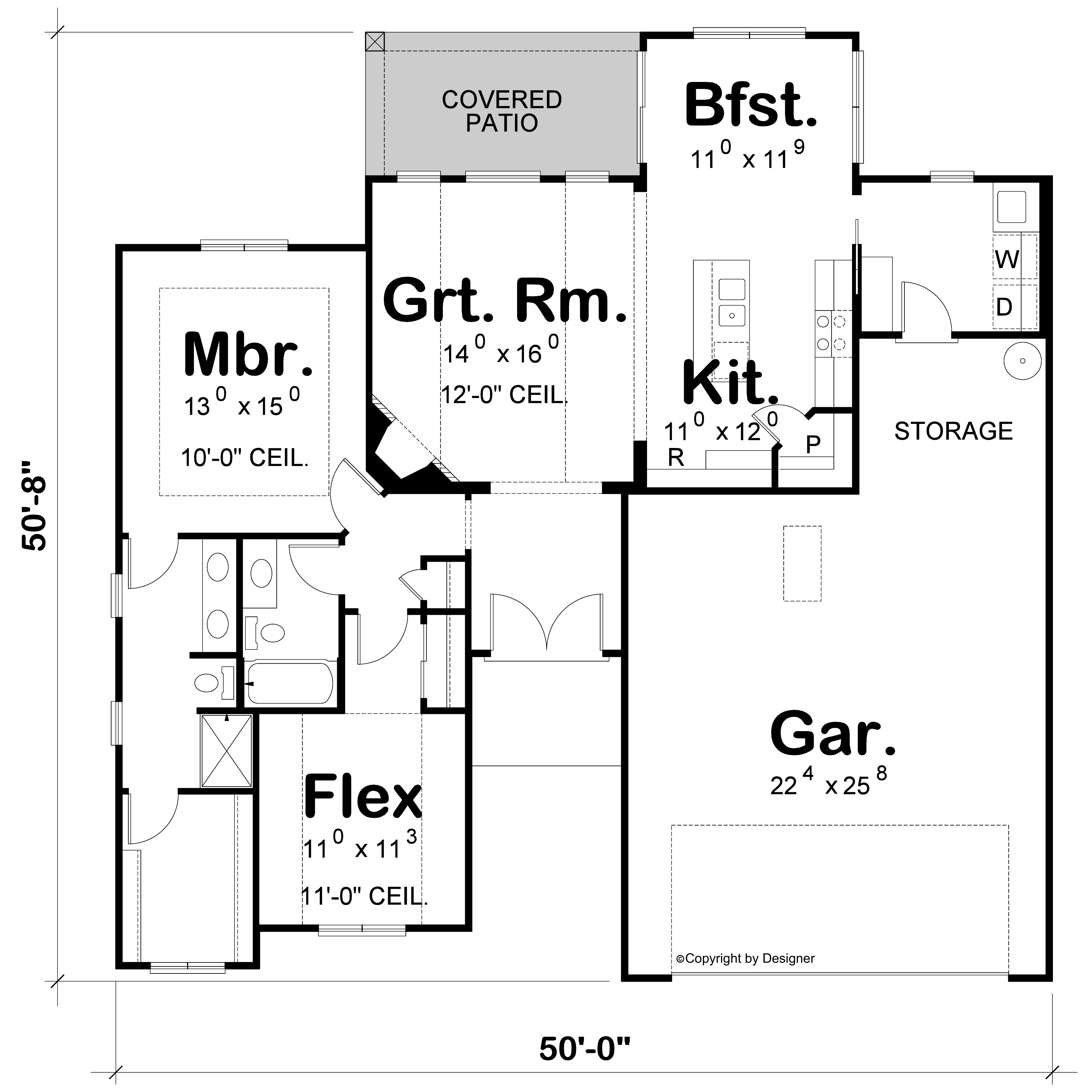 Main Level of Contemporary Plan #120-2840