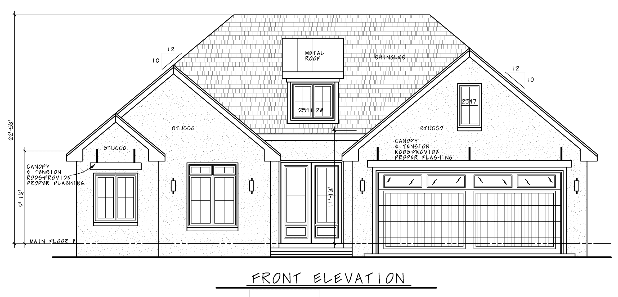 Home Plan Front Elevation of this 2-Bedroom,1335 Sq Ft Plan -120-2840