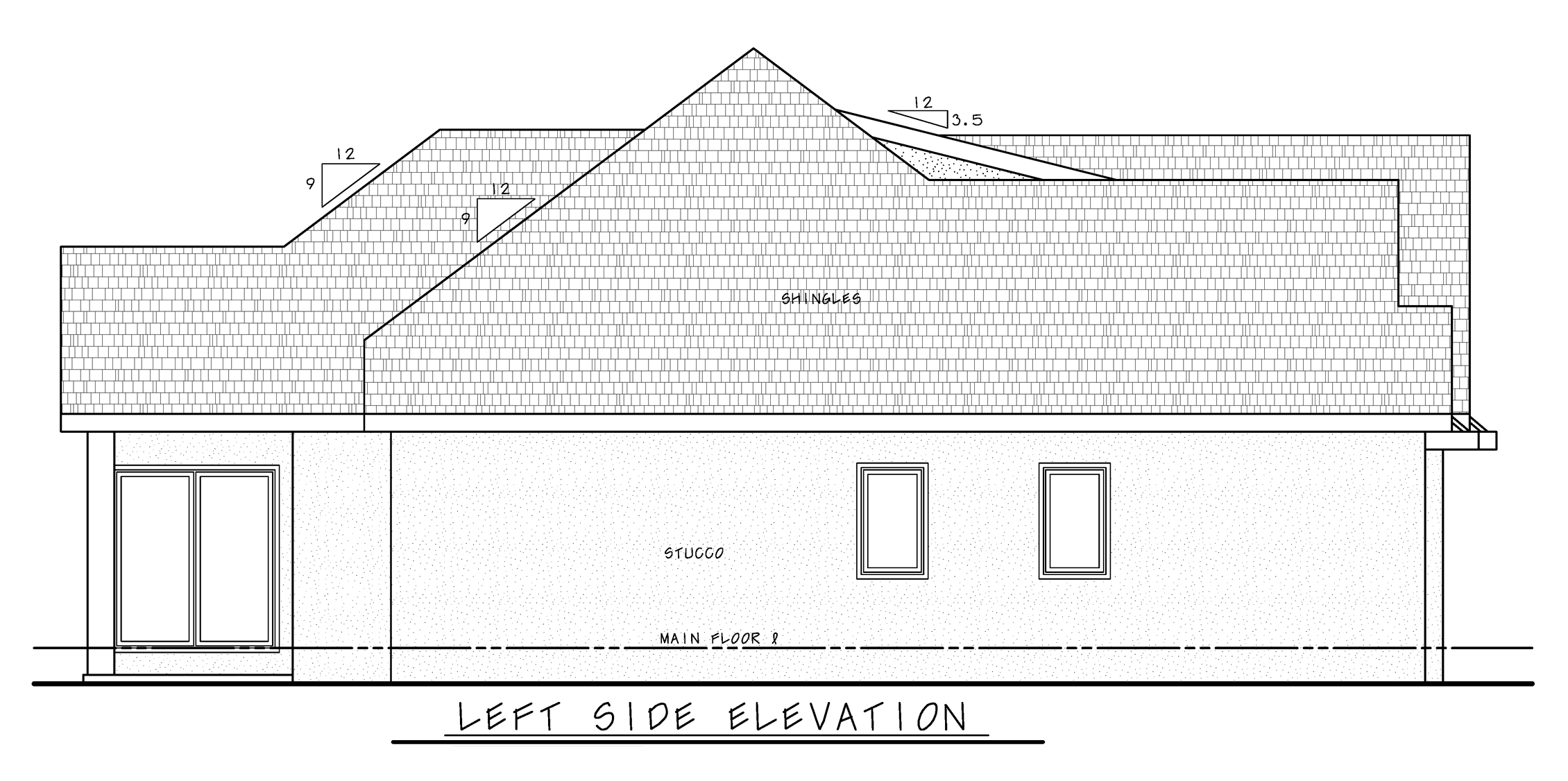 Home Plan Left Elevation of this 2-Bedroom,1335 Sq Ft Plan -120-2840