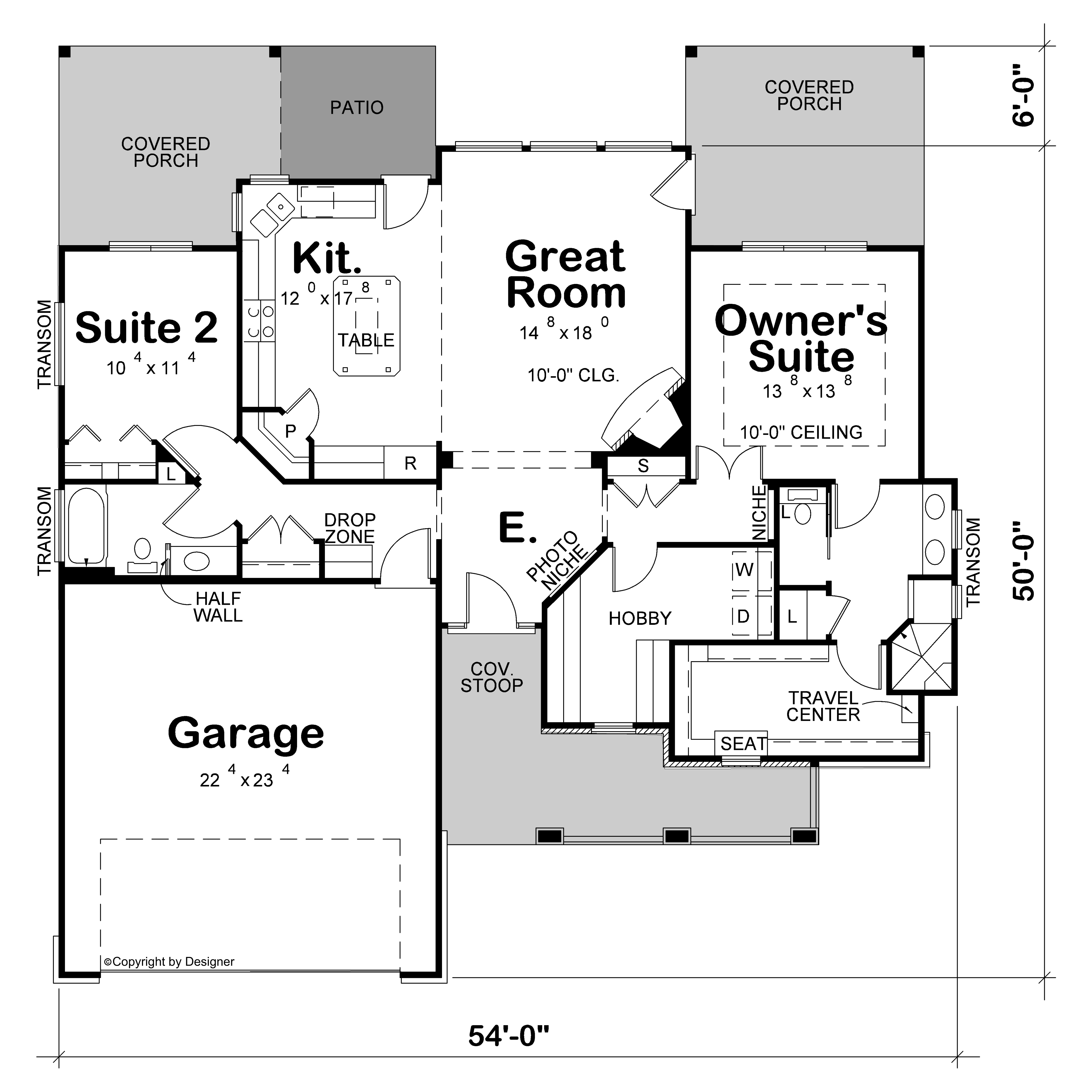 Main Level of Cottage Plan #120-2842