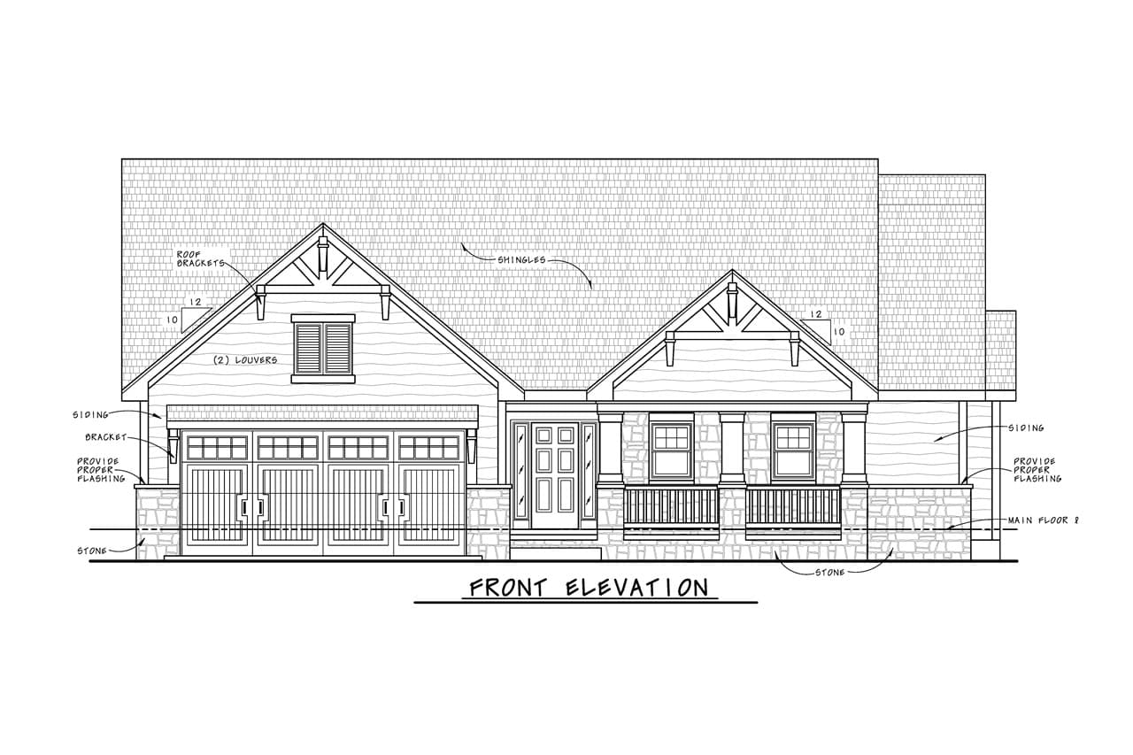 Home Plan Front Elevation of this 2-Bedroom,1470 Sq Ft Plan -120-2842