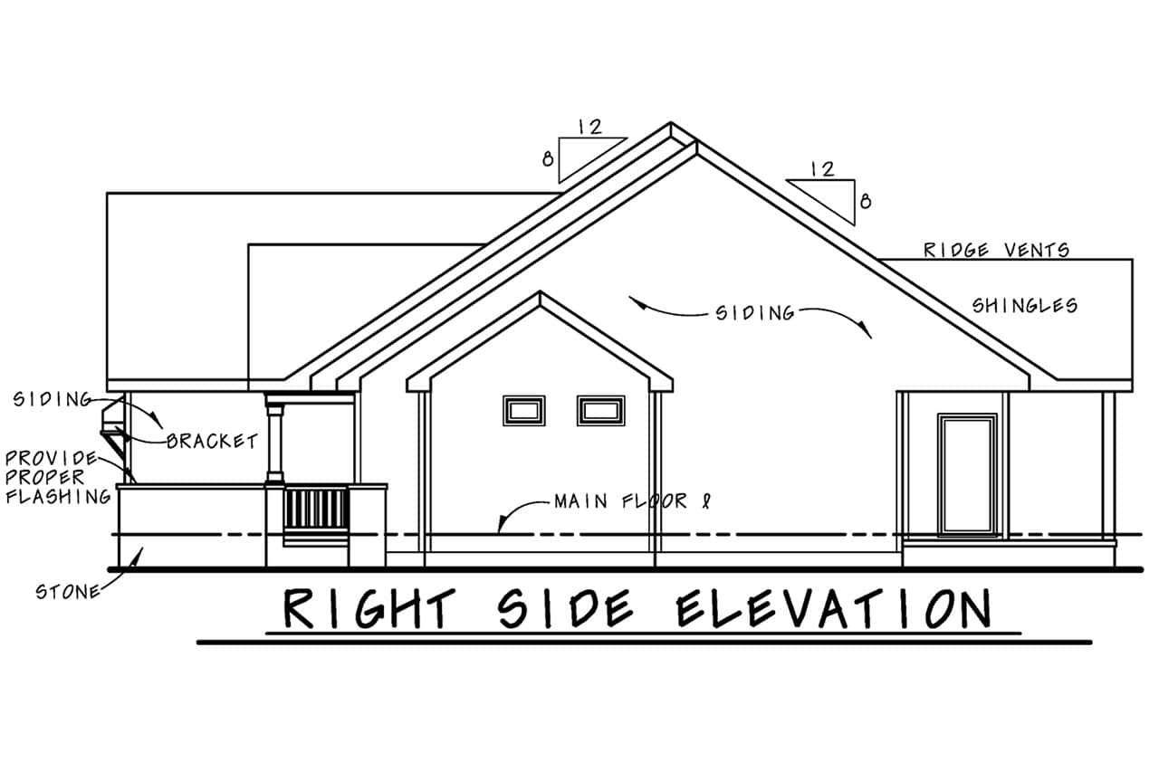 Home Plan Right Elevation of this 2-Bedroom,1470 Sq Ft Plan -120-2842