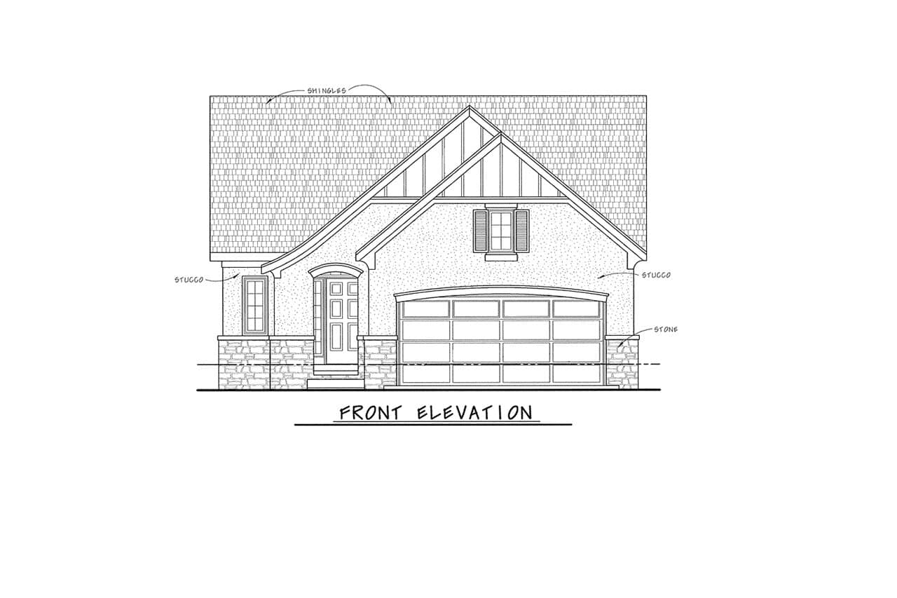 Home Plan Front Elevation of this 2-Bedroom,1469 Sq Ft Plan -120-2843