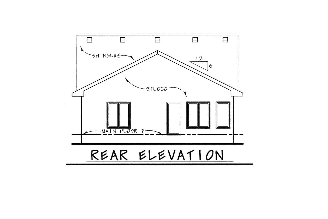 Home Plan Rear Elevation of this 2-Bedroom,1469 Sq Ft Plan -120-2843