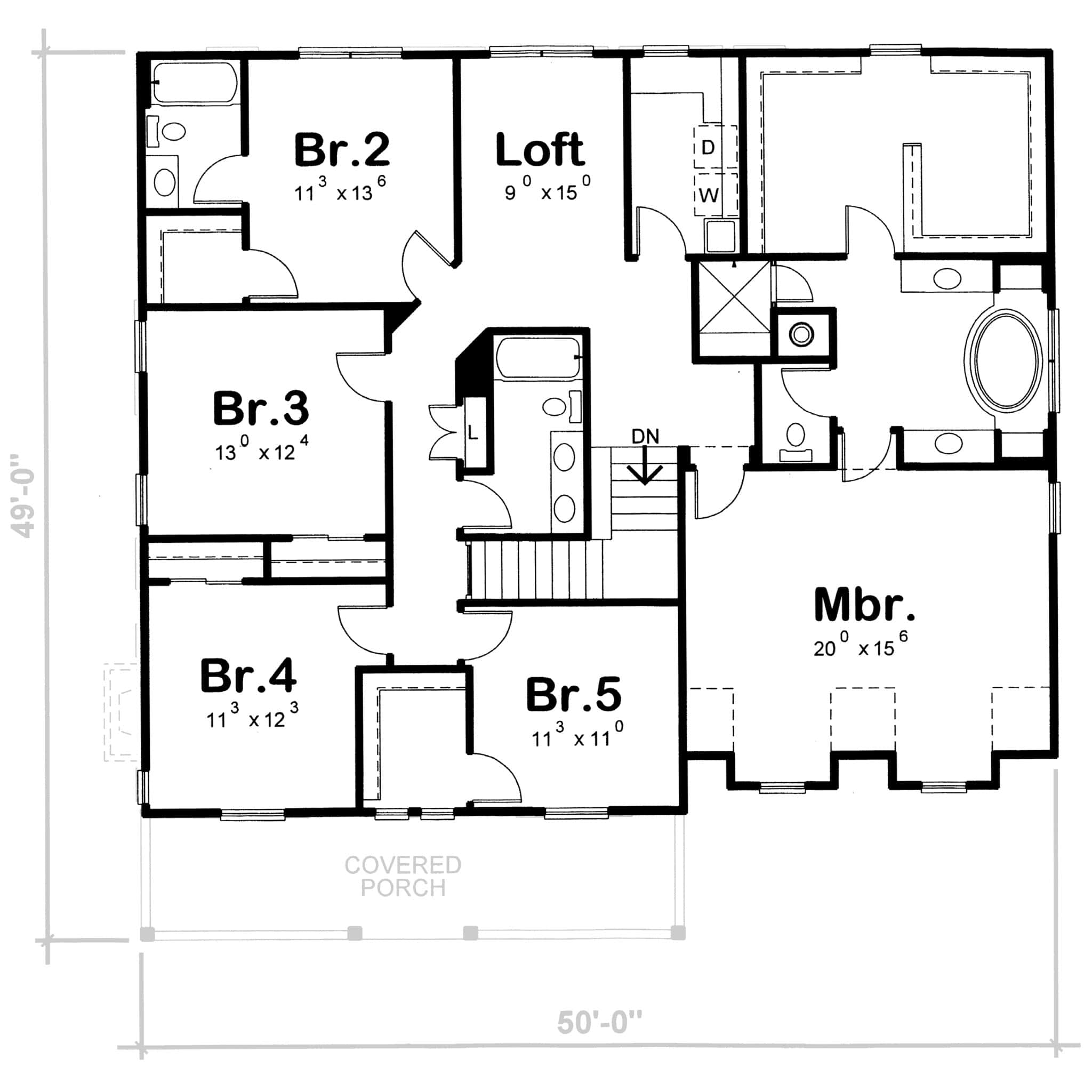 Upper Level of Modern Farmhouse Plan #120-2844