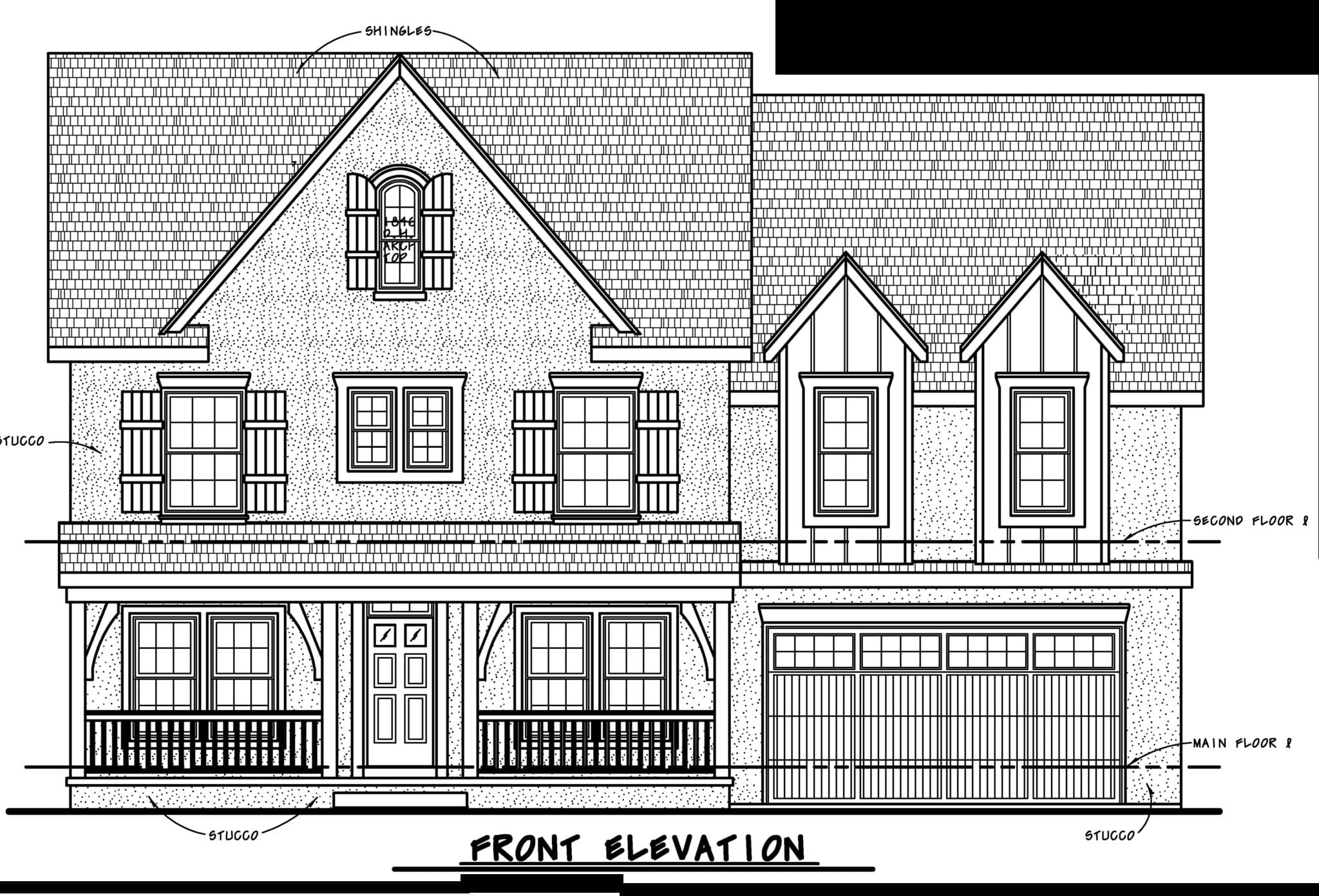 Home Plan Front Elevation of this 5-Bedroom,3367 Sq Ft Plan -120-2844