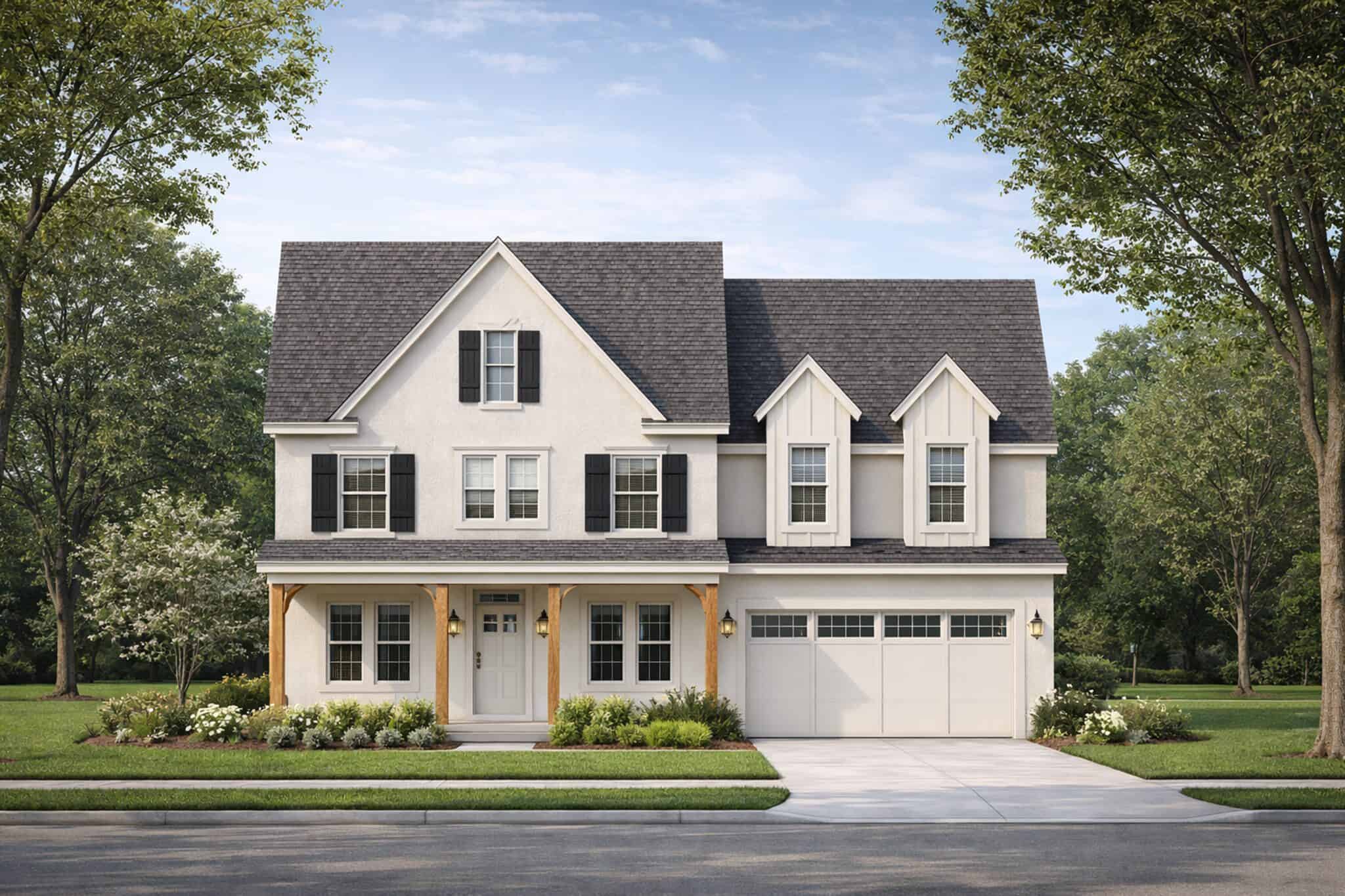 Front elevation of Modern Farmhouse home (ThePlanCollection: House Plan #120-2844)