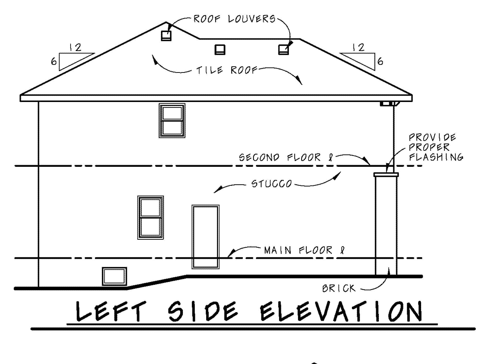 Home Plan Left Elevation of this 4-Bedroom,2134 Sq Ft Plan -120-2845