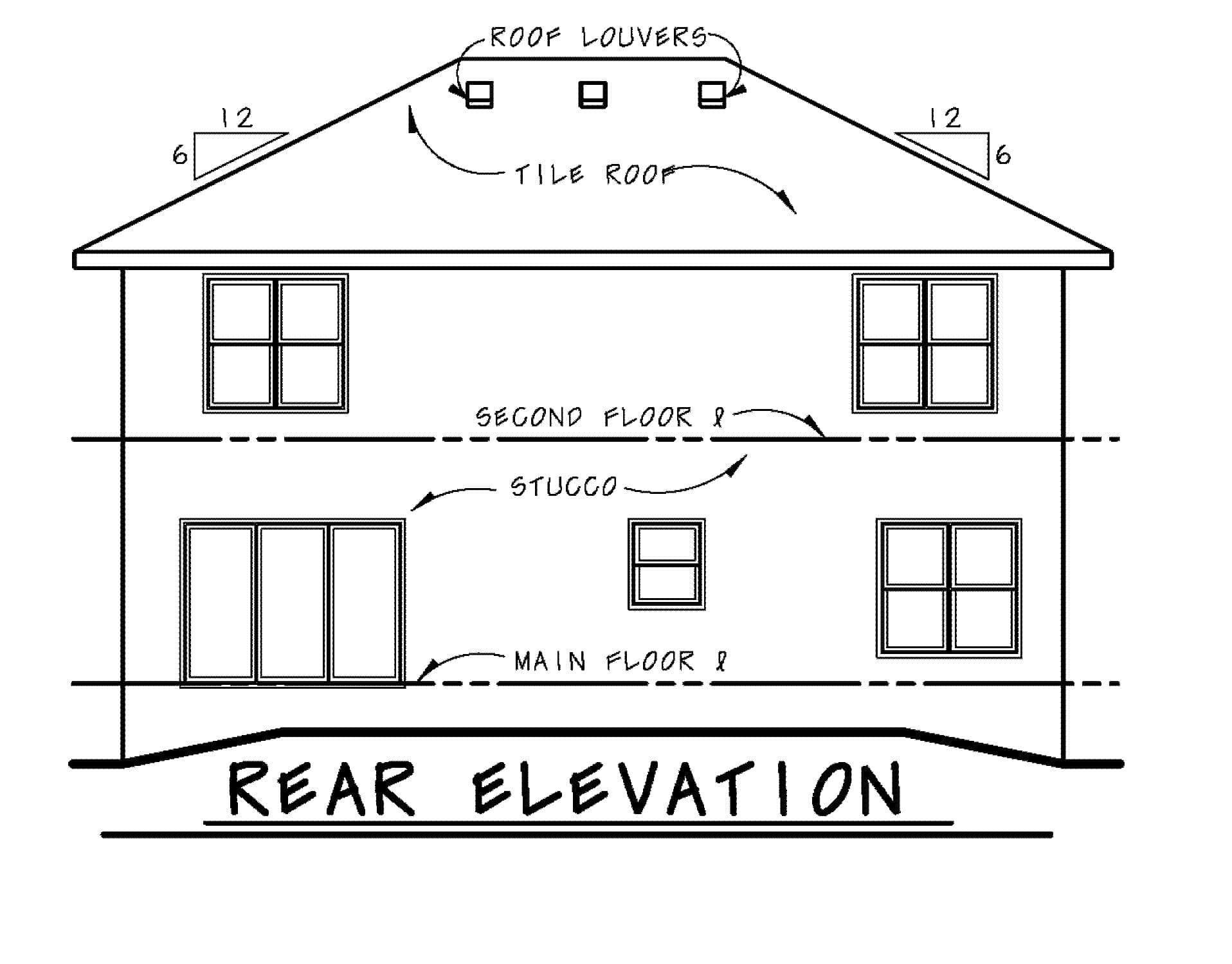 Home Plan Rear Elevation of this 4-Bedroom,2134 Sq Ft Plan -120-2845