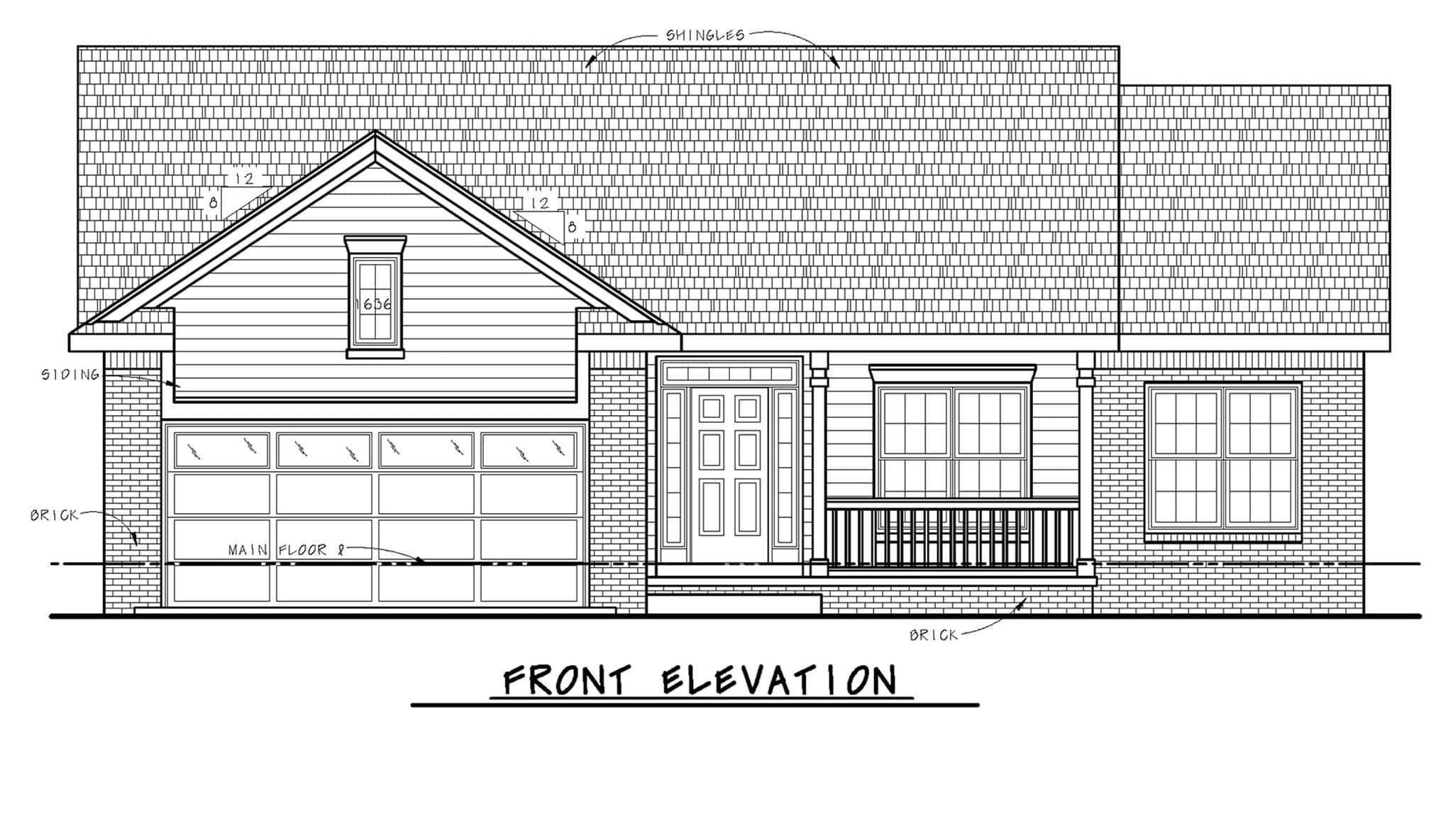 Home Plan Front Elevation of this 4-Bedroom,1435 Sq Ft Plan -120-2846