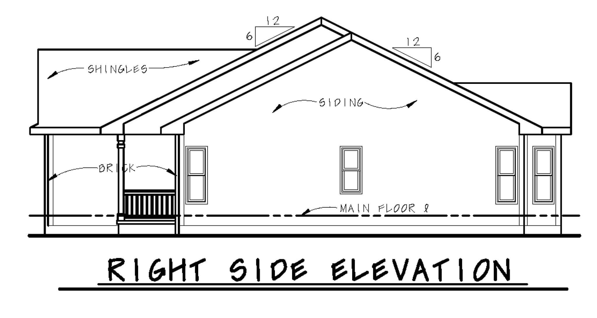 Home Plan Right Elevation of this 4-Bedroom,1435 Sq Ft Plan -120-2846