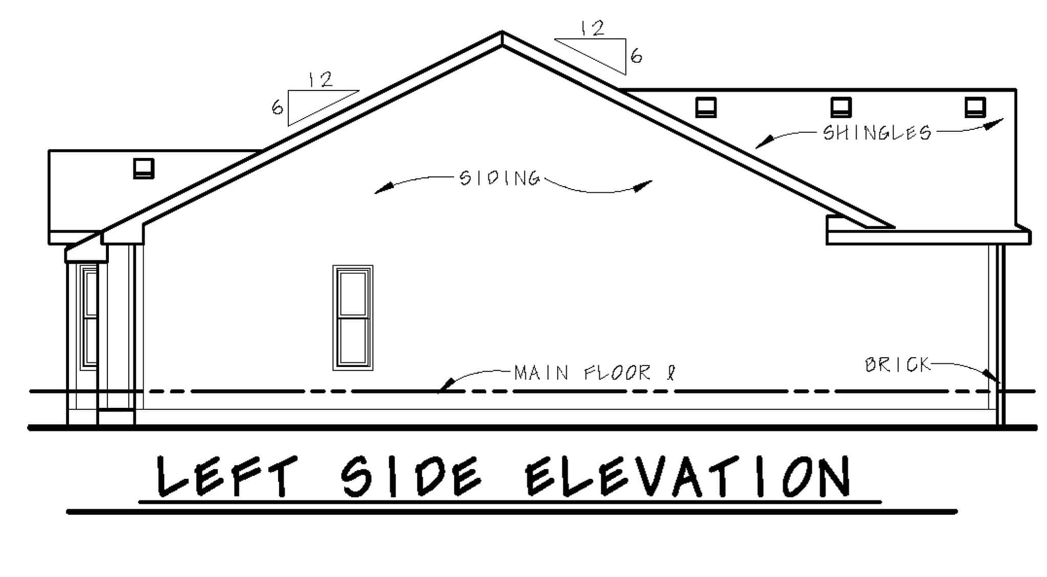 Home Plan Left Elevation of this 4-Bedroom,1435 Sq Ft Plan -120-2846