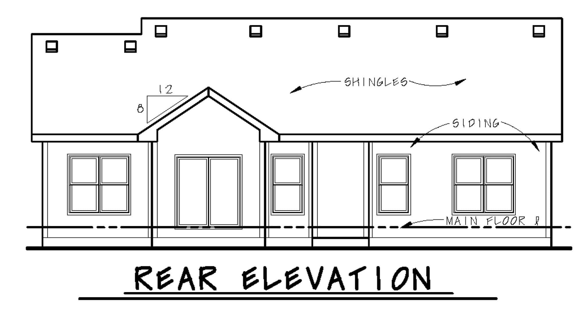 Home Plan Rear Elevation of this 4-Bedroom,1435 Sq Ft Plan -120-2846