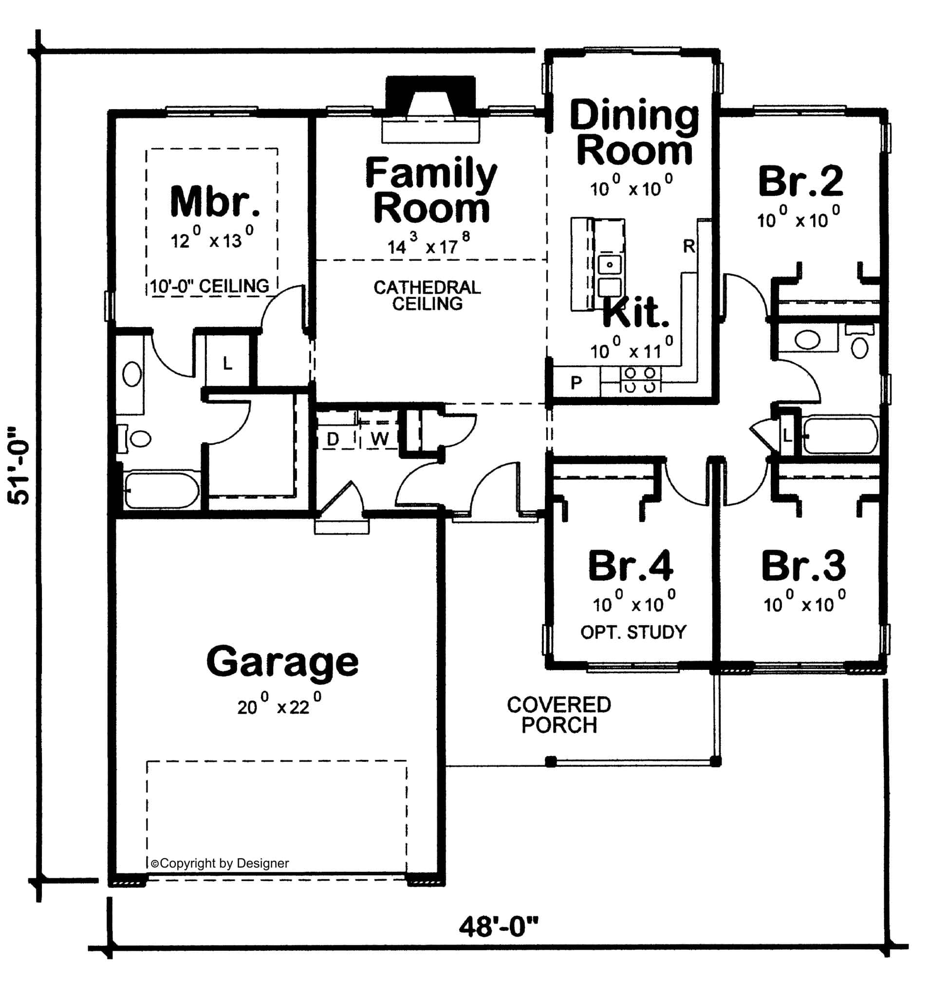 Main Level of Traditional Plan #120-2846