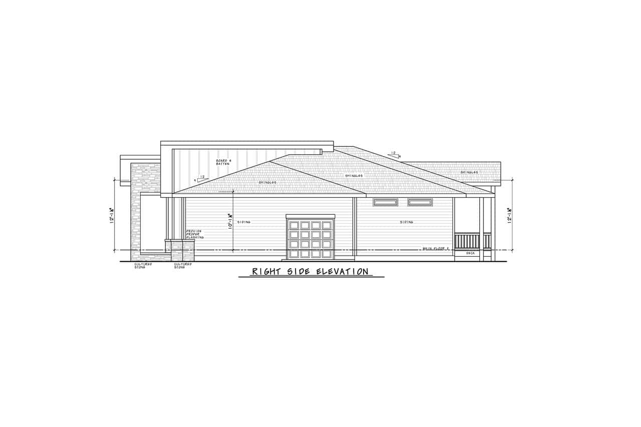Home Plan Right Elevation of this 3-Bedroom,2962 Sq Ft Plan -120-2848