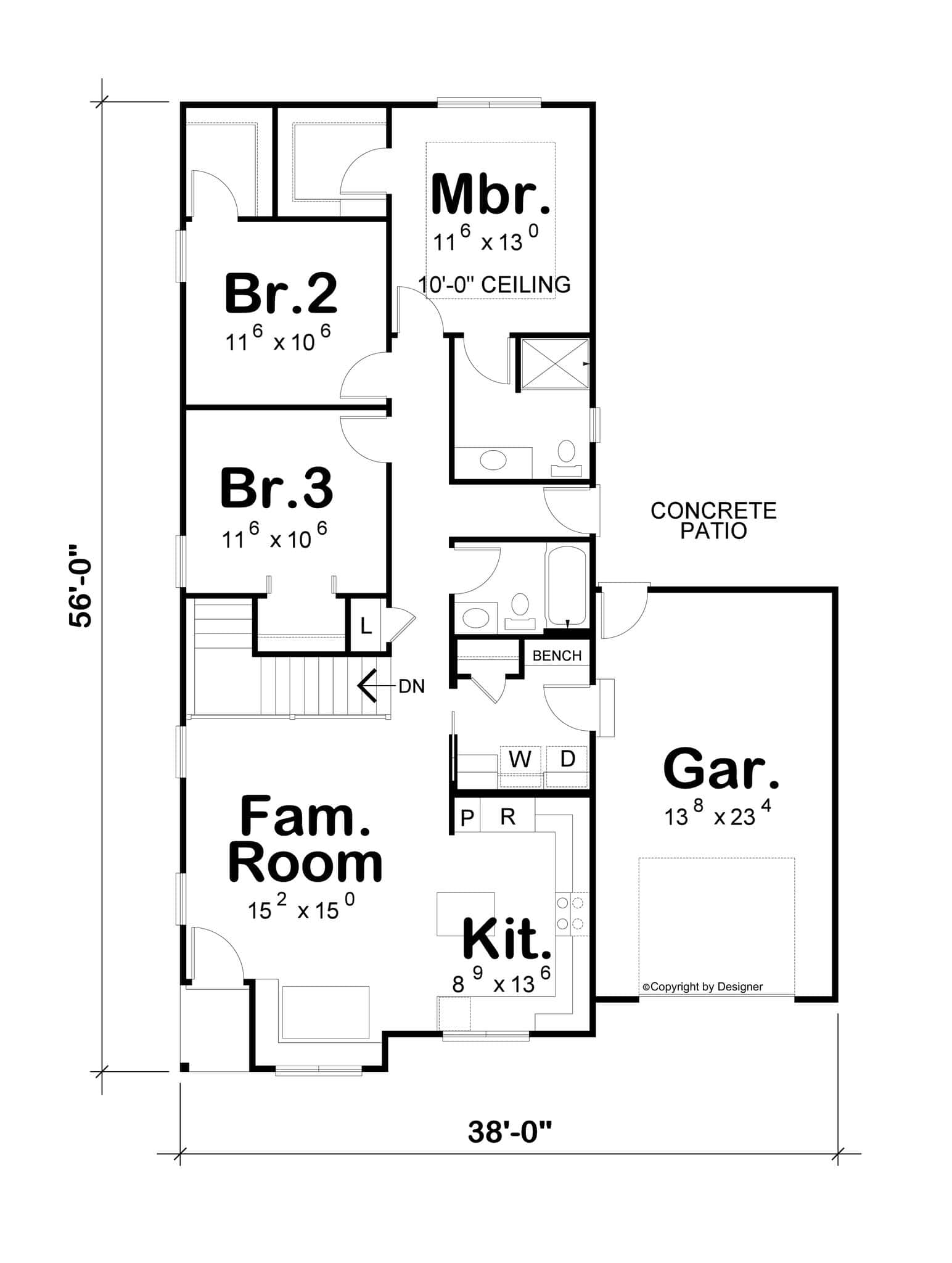Main Level of Modern Farmhouse Plan #120-2850