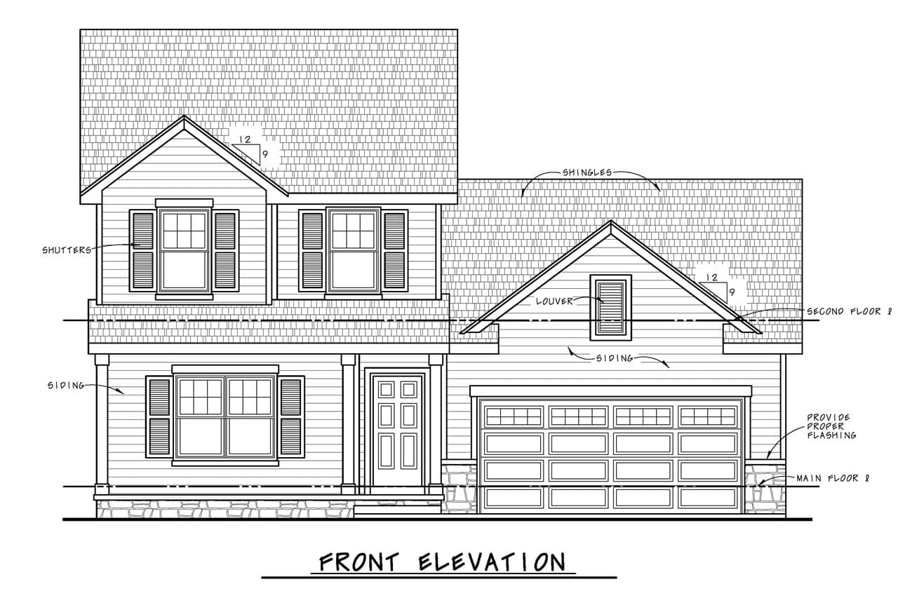 Home Plan Front Elevation of this 3-Bedroom,1434 Sq Ft Plan -120-2851