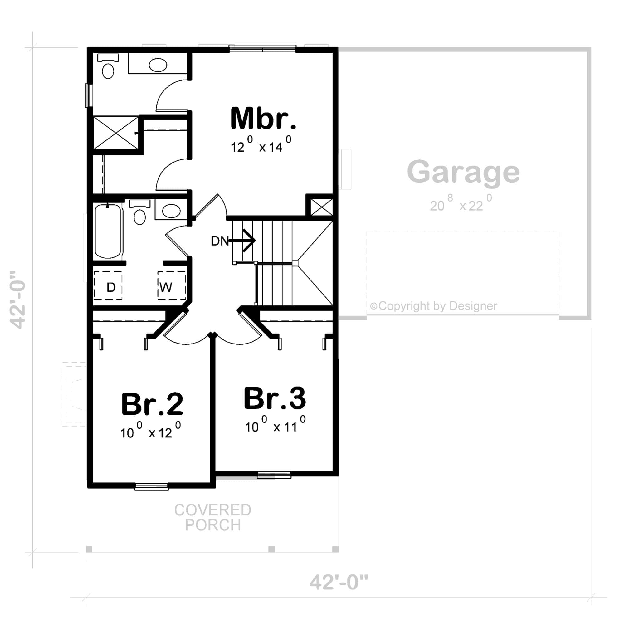 Upper Level of Traditional Plan #120-2851