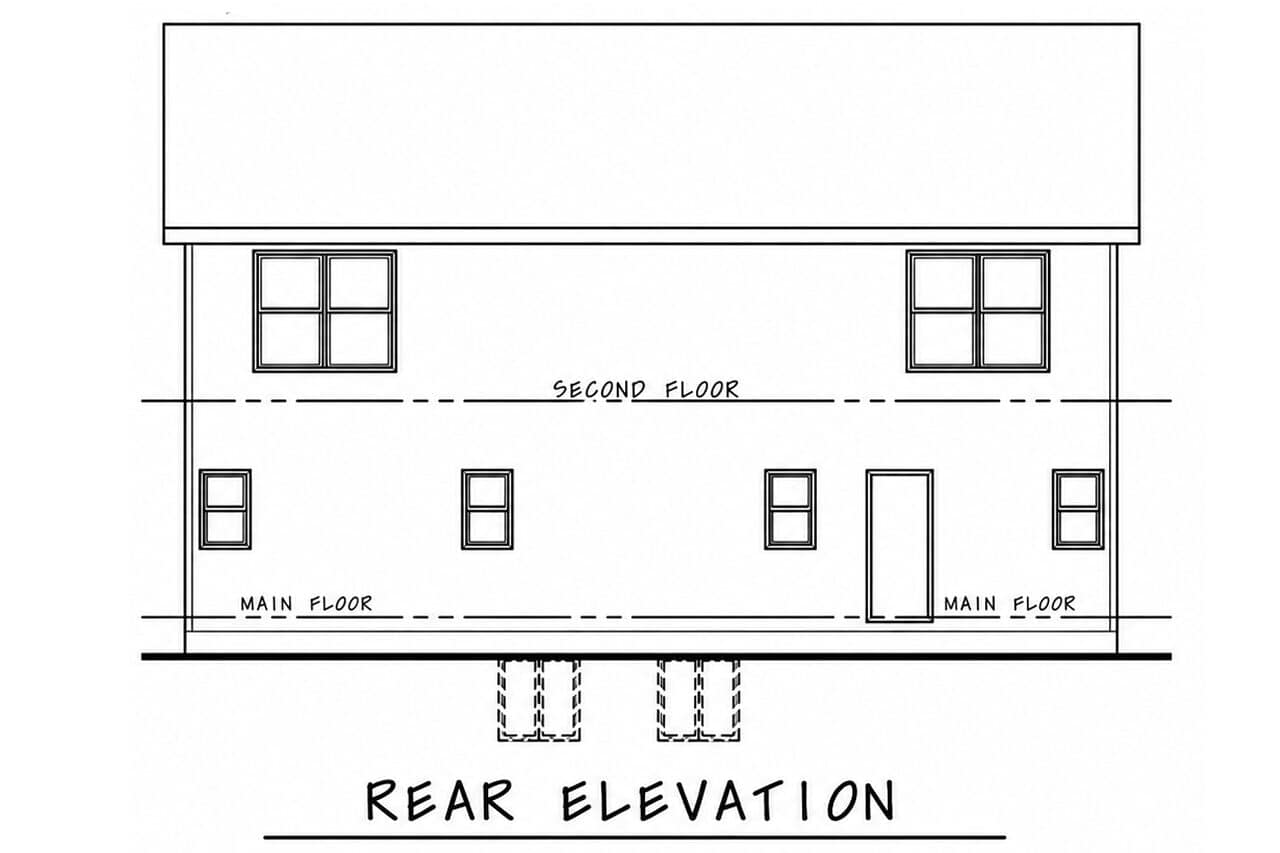 Home Plan Rear Elevation of this 6-Bedroom,2868 Sq Ft Plan -120-2853