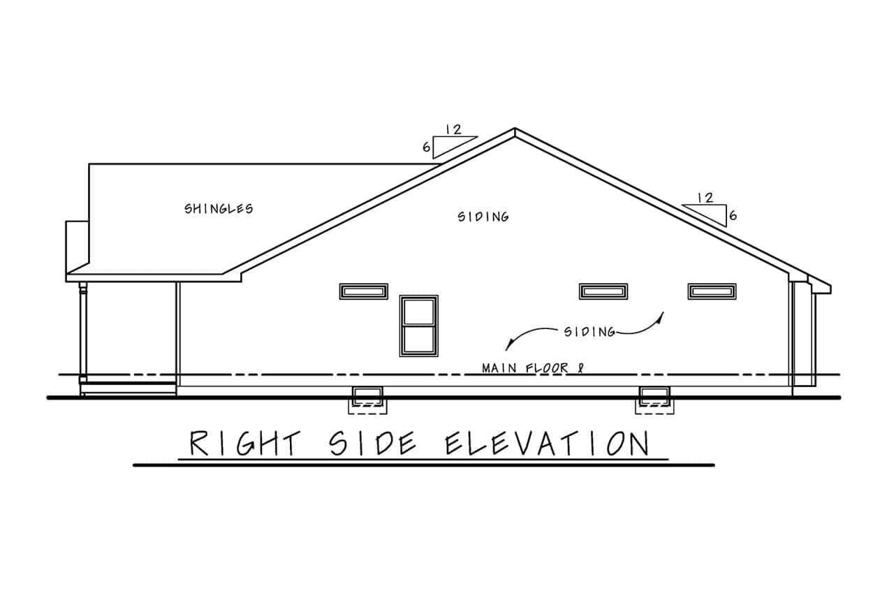 Home Plan Right Elevation of this 2-Bedroom,1511 Sq Ft Plan -120-2856