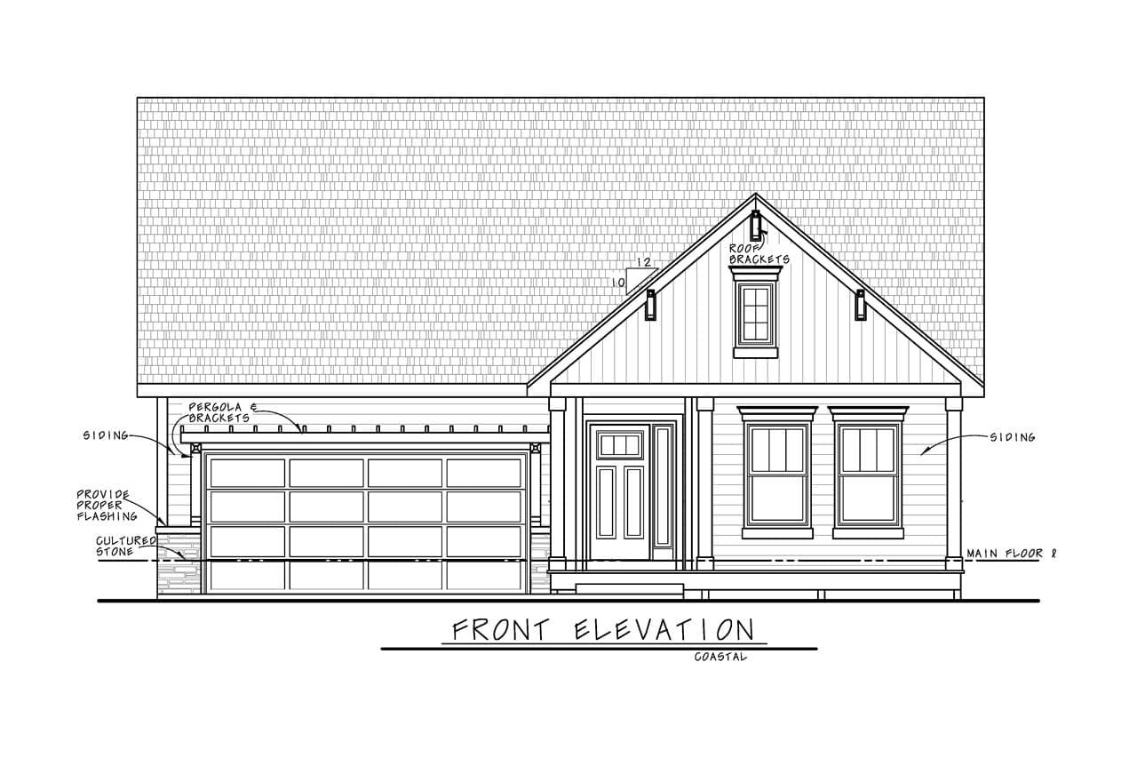 Home Plan Front Elevation of this 2-Bedroom,1511 Sq Ft Plan -120-2857