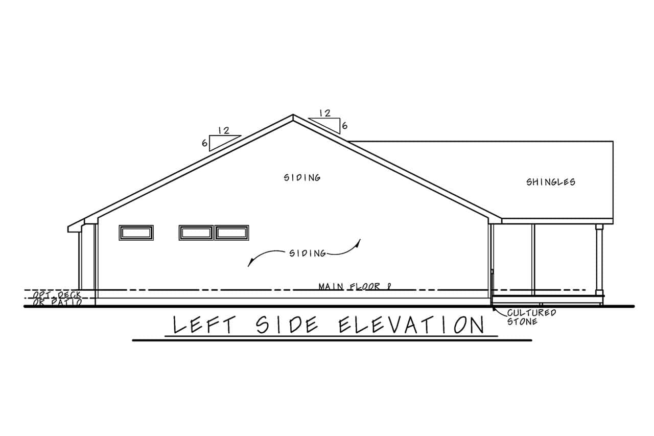 Home Plan Left Elevation of this 2-Bedroom,1511 Sq Ft Plan -120-2857