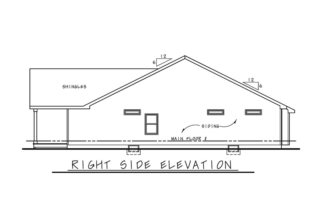 Home Plan Right Elevation of this 2-Bedroom,1511 Sq Ft Plan -120-2857