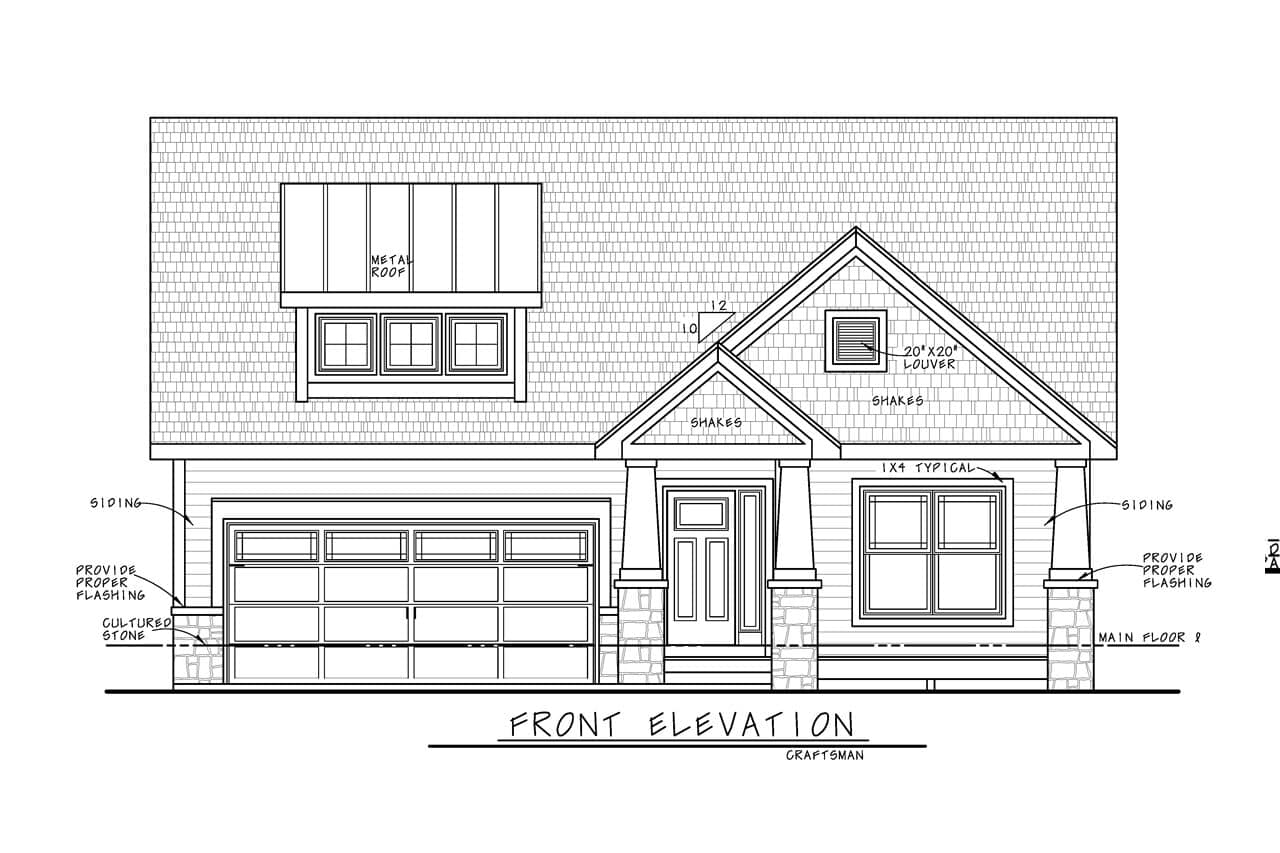 Home Plan Front Elevation of this 2-Bedroom,1511 Sq Ft Plan -120-2858