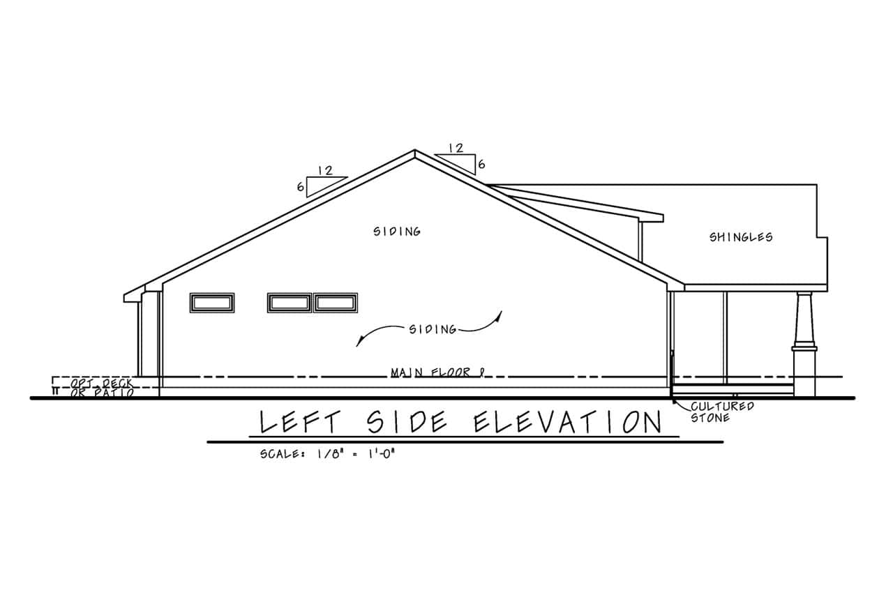 Home Plan Left Elevation of this 2-Bedroom,1511 Sq Ft Plan -120-2858