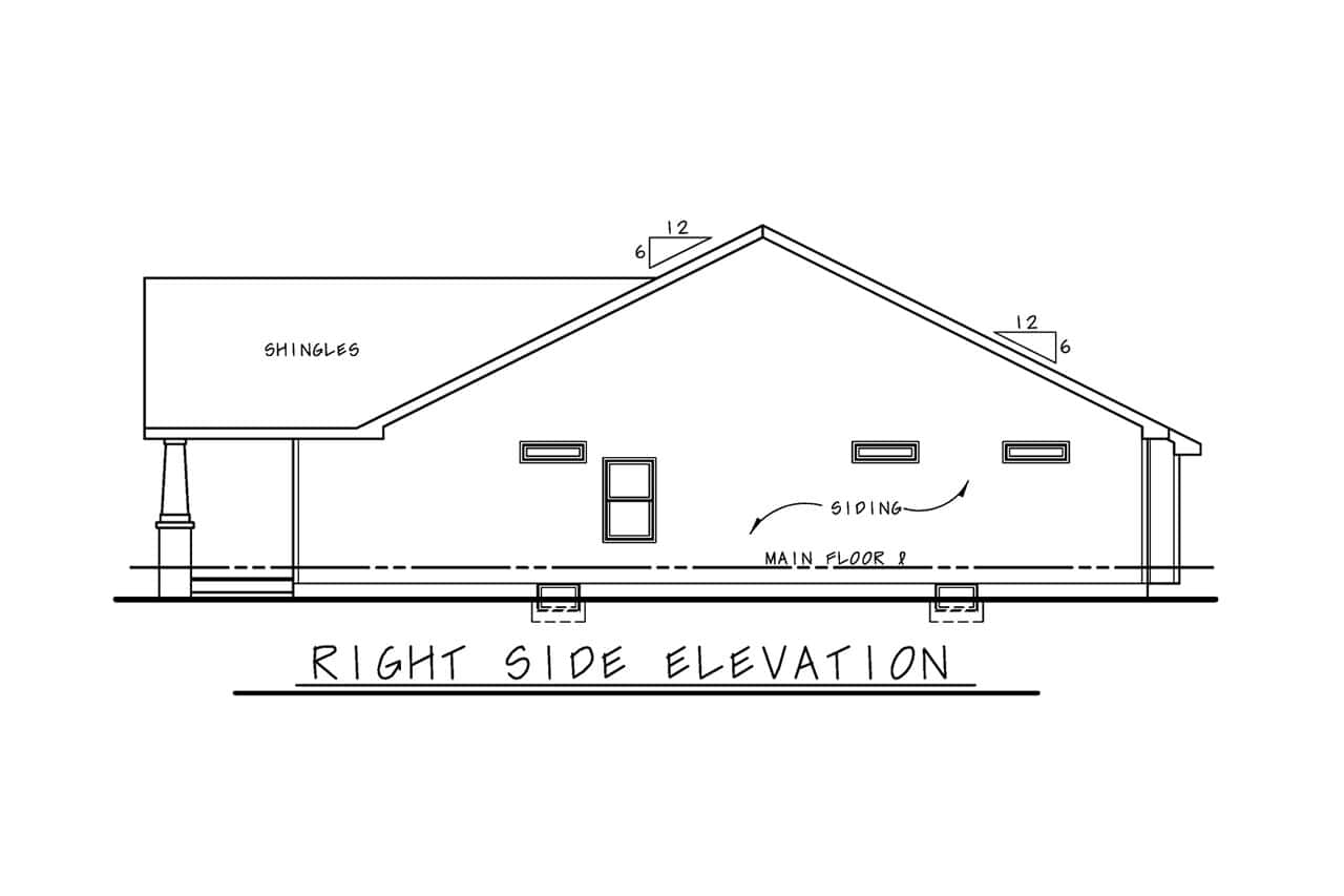 Home Plan Right Elevation of this 2-Bedroom,1511 Sq Ft Plan -120-2858