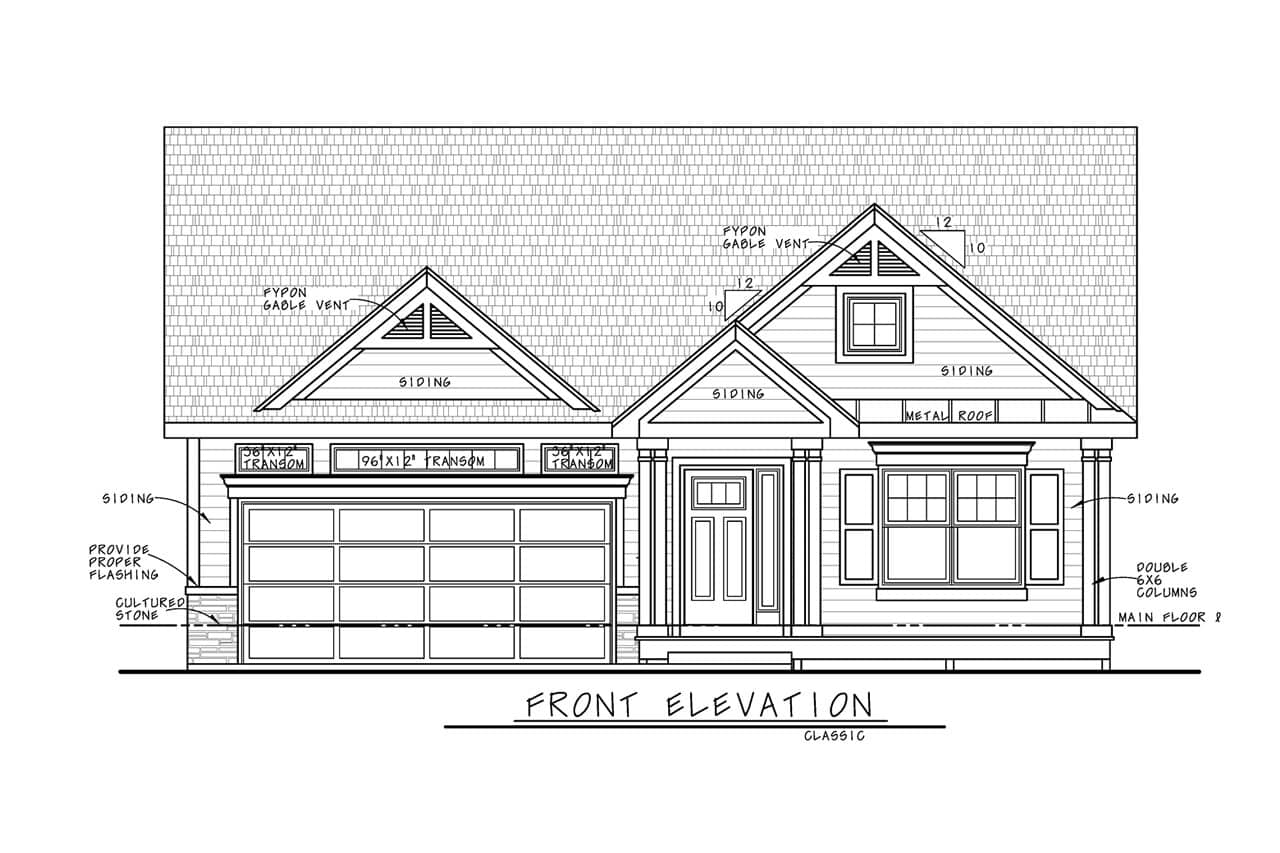 Home Plan Front Elevation of this 2-Bedroom,1504 Sq Ft Plan -120-2859