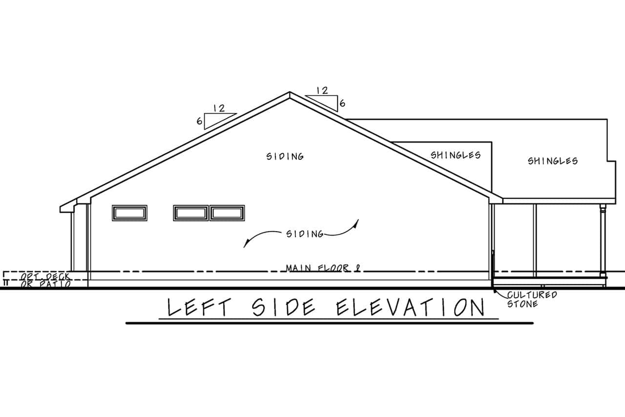 Home Plan Left Elevation of this 2-Bedroom,1504 Sq Ft Plan -120-2859