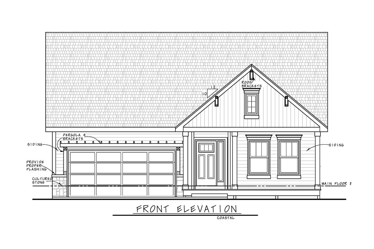 Home Plan Front Elevation of this 2-Bedroom,1504 Sq Ft Plan -120-2860