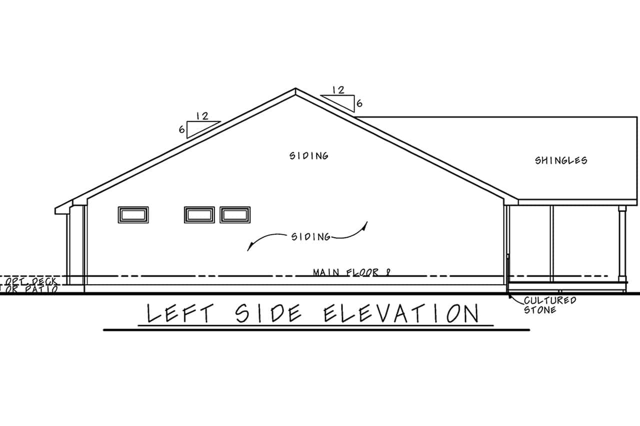 Home Plan Left Elevation of this 2-Bedroom,1504 Sq Ft Plan -120-2860