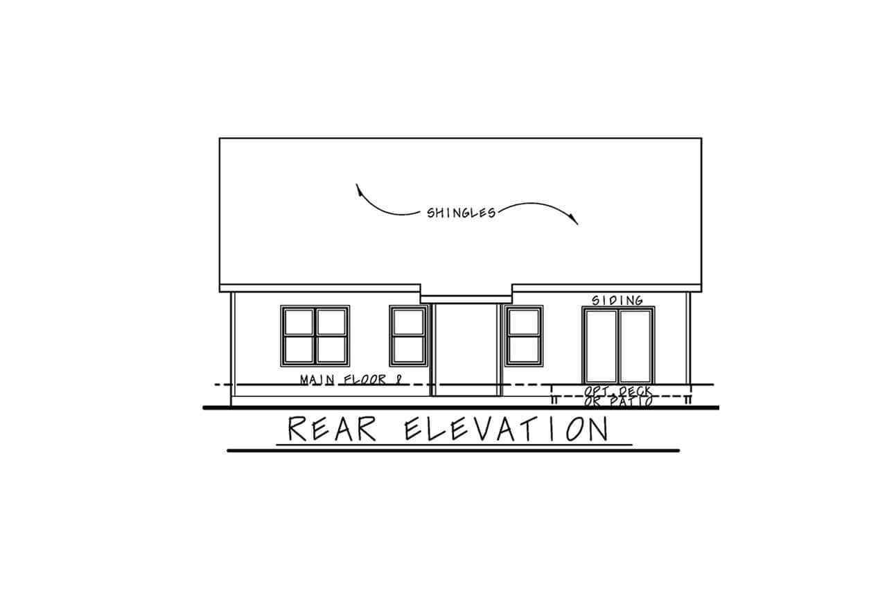 Home Plan Rear Elevation of this 2-Bedroom,1504 Sq Ft Plan -120-2860