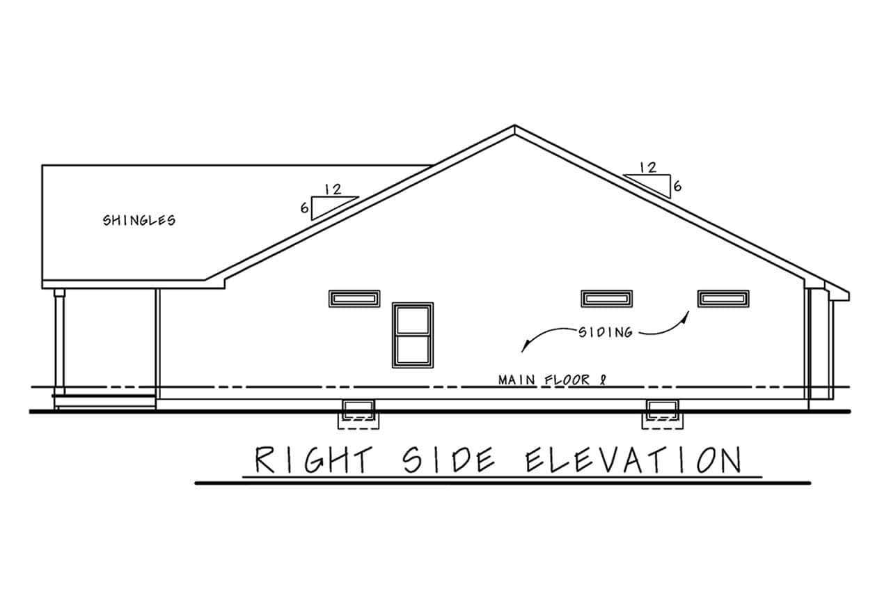 Home Plan Right Elevation of this 2-Bedroom,1504 Sq Ft Plan -120-2860