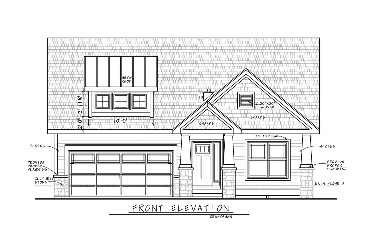 Home Plan Front Elevation of this 2-Bedroom,1504 Sq Ft Plan -120-2861